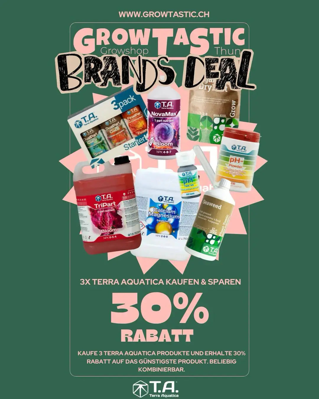 Brands-Deals bei Terra Aquatica – Kombiniere frei & spare dauerhaft GrowTastic GmbH