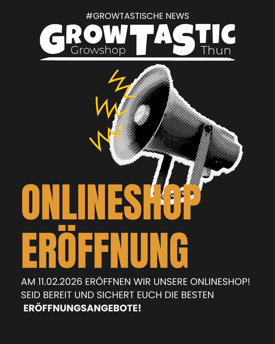 GrowTastic geht online – wir sind startklar: Ankündigung der Eröffnung des GrowTastic Onlineshops am 11.02.2026.