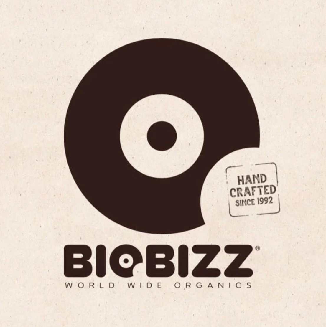BioBizz Logo - Handcrafted Organic Products Since 1992, showcasing a distinctive circular design.