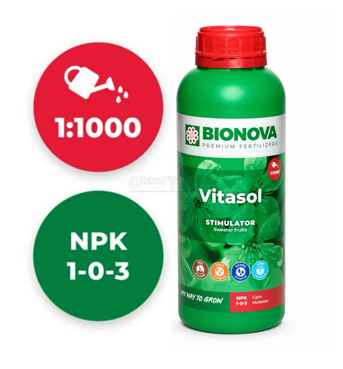 Bionova Vitasol organischer Blüte- und Zuckerbooster in einem 1-Liter Behälter, flüssiges Pflanzenwachstumsfördermittel