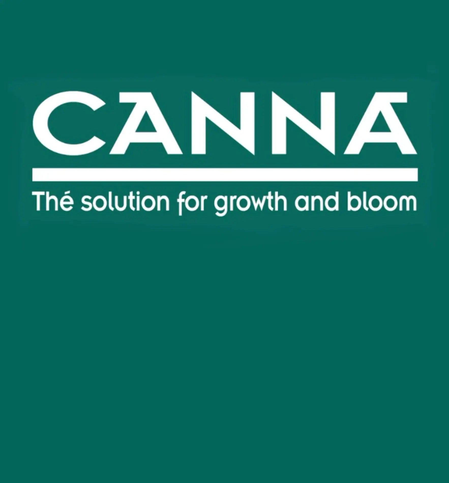 Logo von CANNA, dem Anbieter von Lösungen für Wachstum und Blüte, in einem grünen Hintergrund.