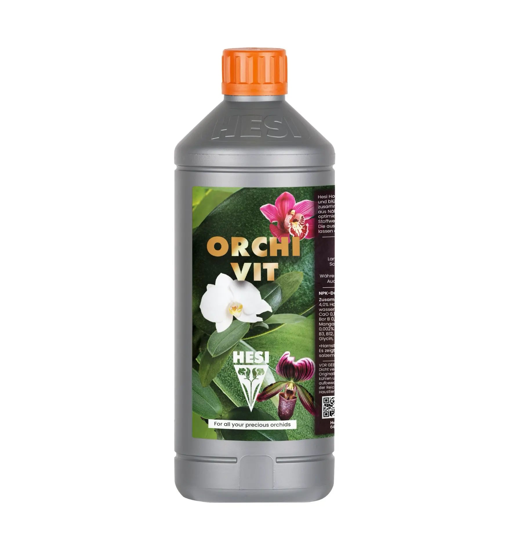 Hesi Orchivit Dünger in Flasche, ideal für Obst- und Zierpflanzen, mit praktischem Design, auf weißem Hintergrund fotografiert