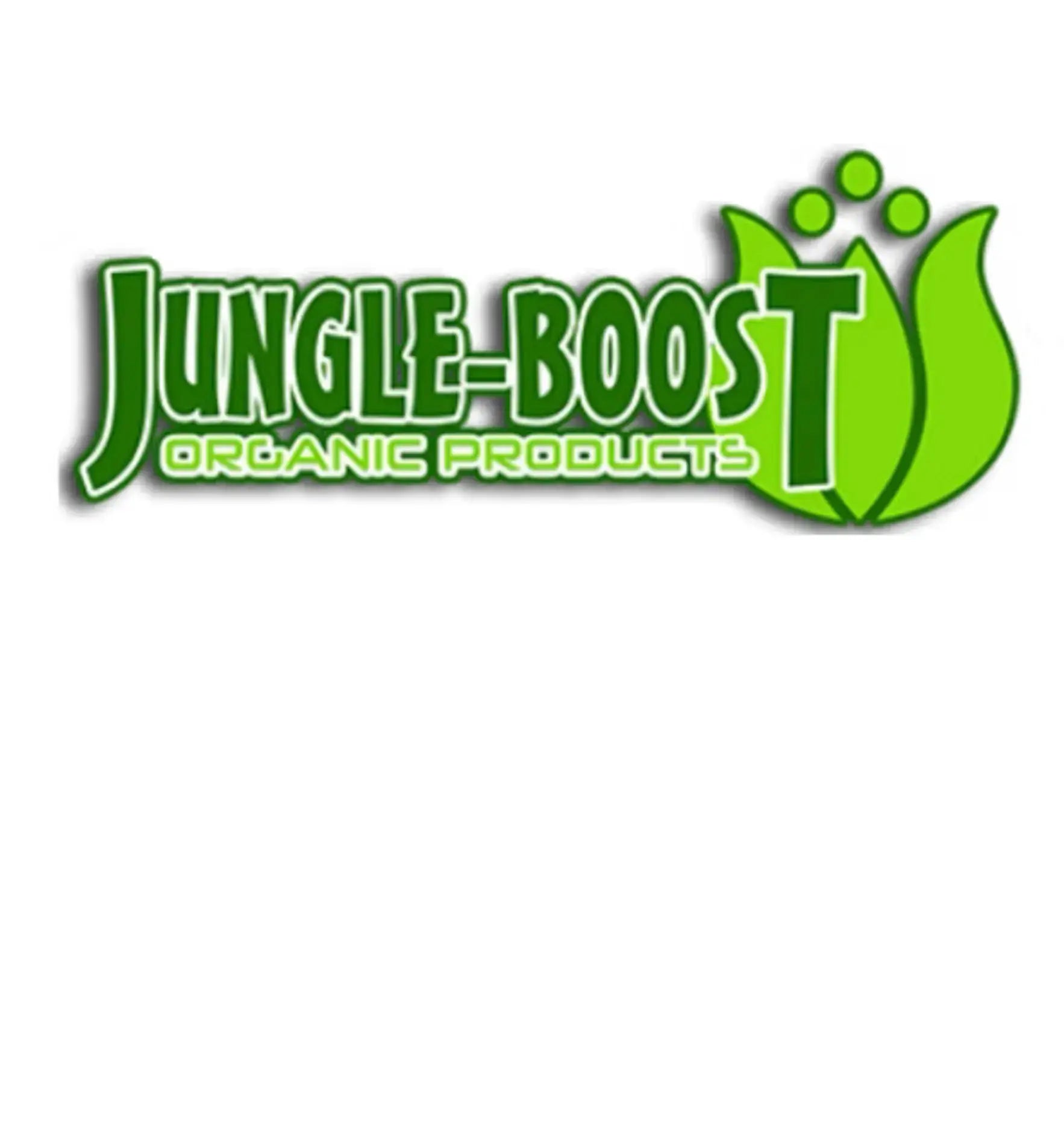 Logo von Jungle-Boost für organische Produkte im Growshop-Design mit grünem Blattmotiv.