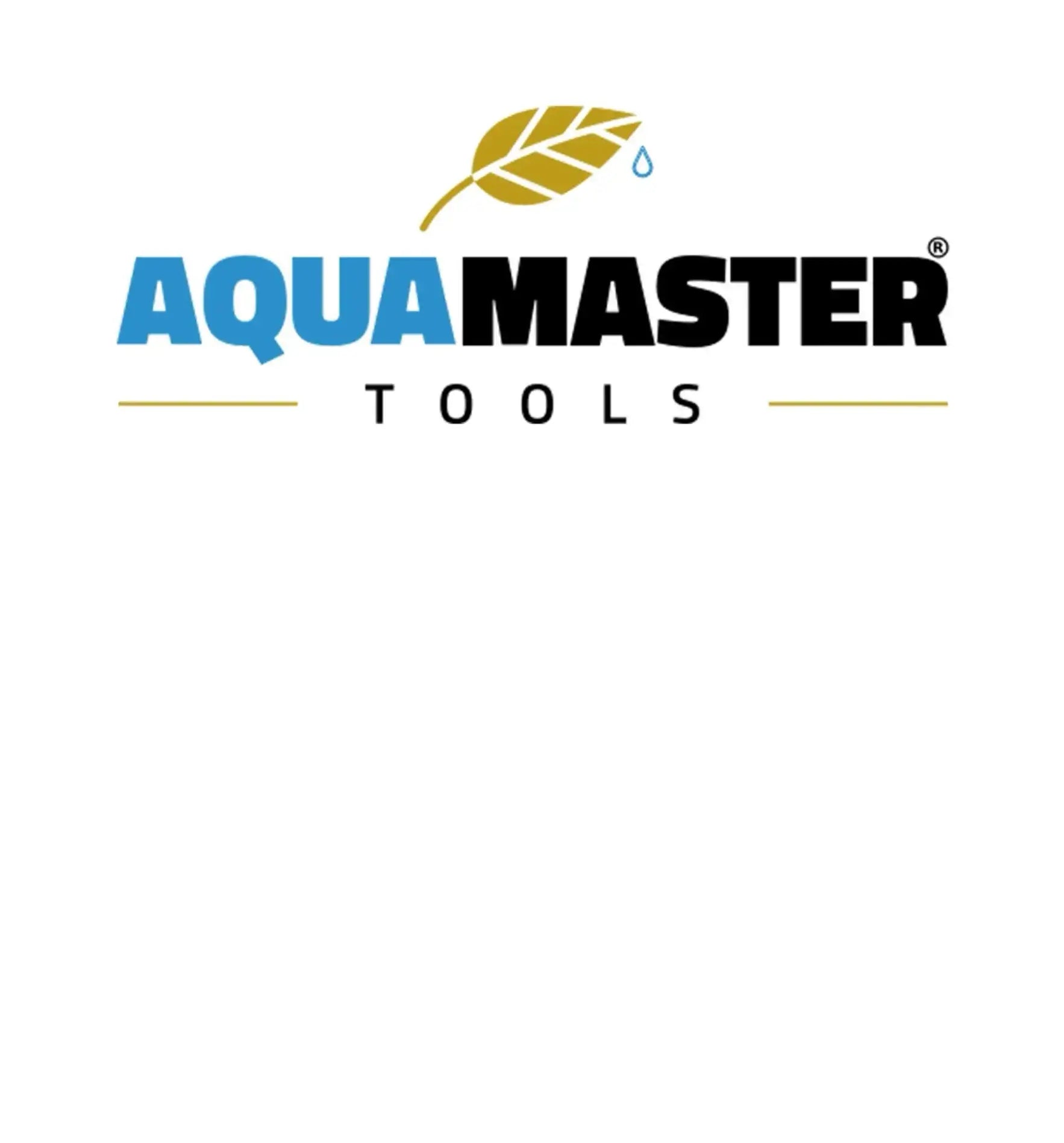 Logo von AQUAMASTER TOOLS mit Wassertröpfchen und Blatt für Growshop-Dateien.