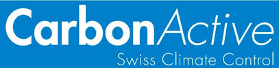 CarbonActive Logo für Schweizer Klimakontrolle in blauer Schrift.