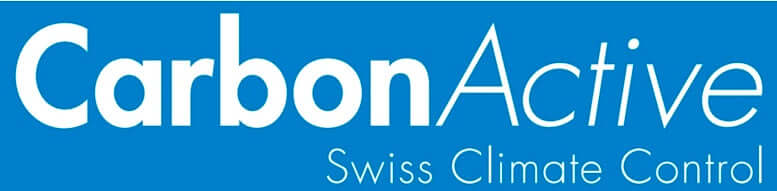 CarbonActive Logo für Schweizer Klimakontrolle in blauer Schrift.