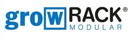 Logo von growRACK Modular für Growshops, ideal für professionelle Anbaulösungen.