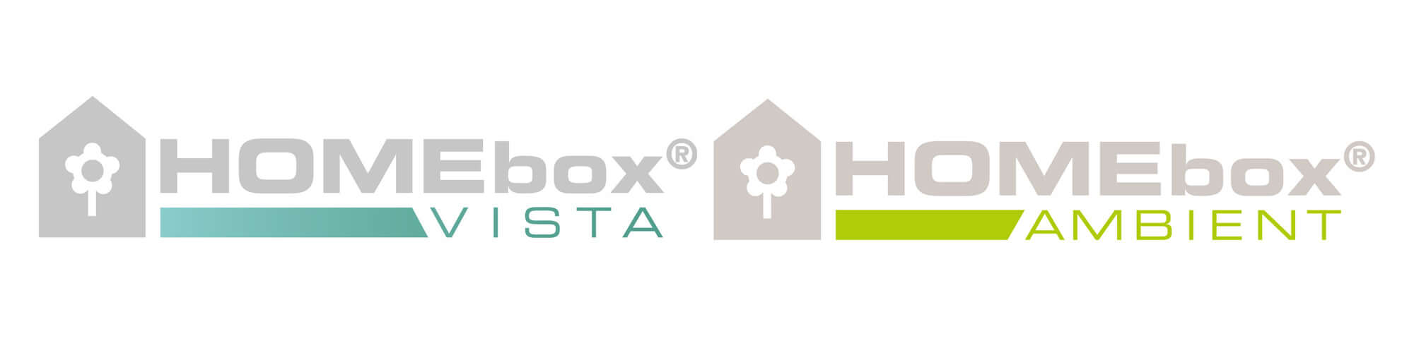 Logos von HOMEbox VISTA und HOMEbox AMBIENT für Growshop-Dateien mit Informationen.