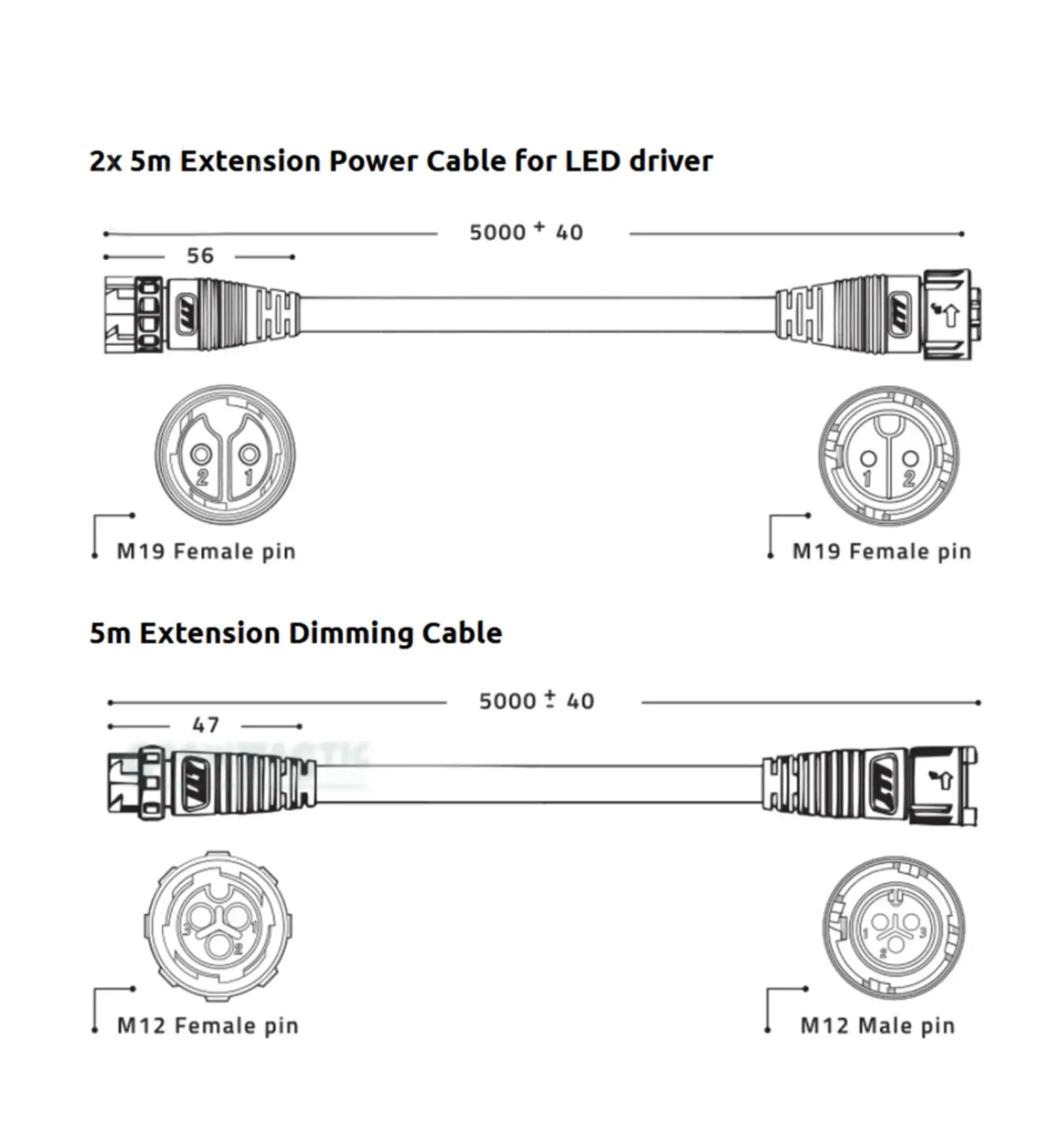 Lumatek 2x LED 5m Extension Cables 2.0