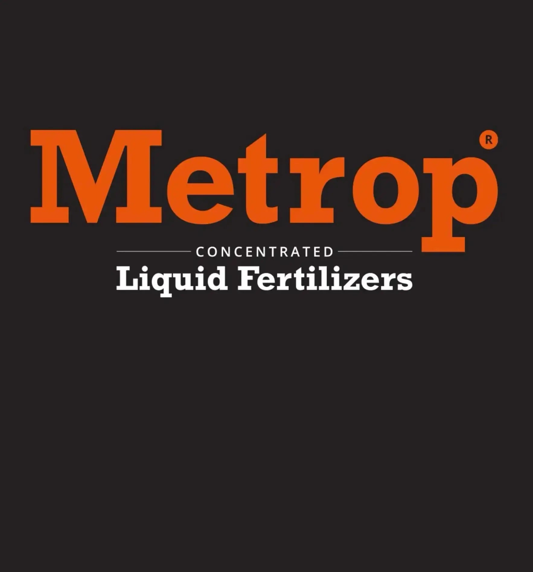 Metrop konzentrierte Flüssigdünger Logo auf schwarzem Hintergrund
