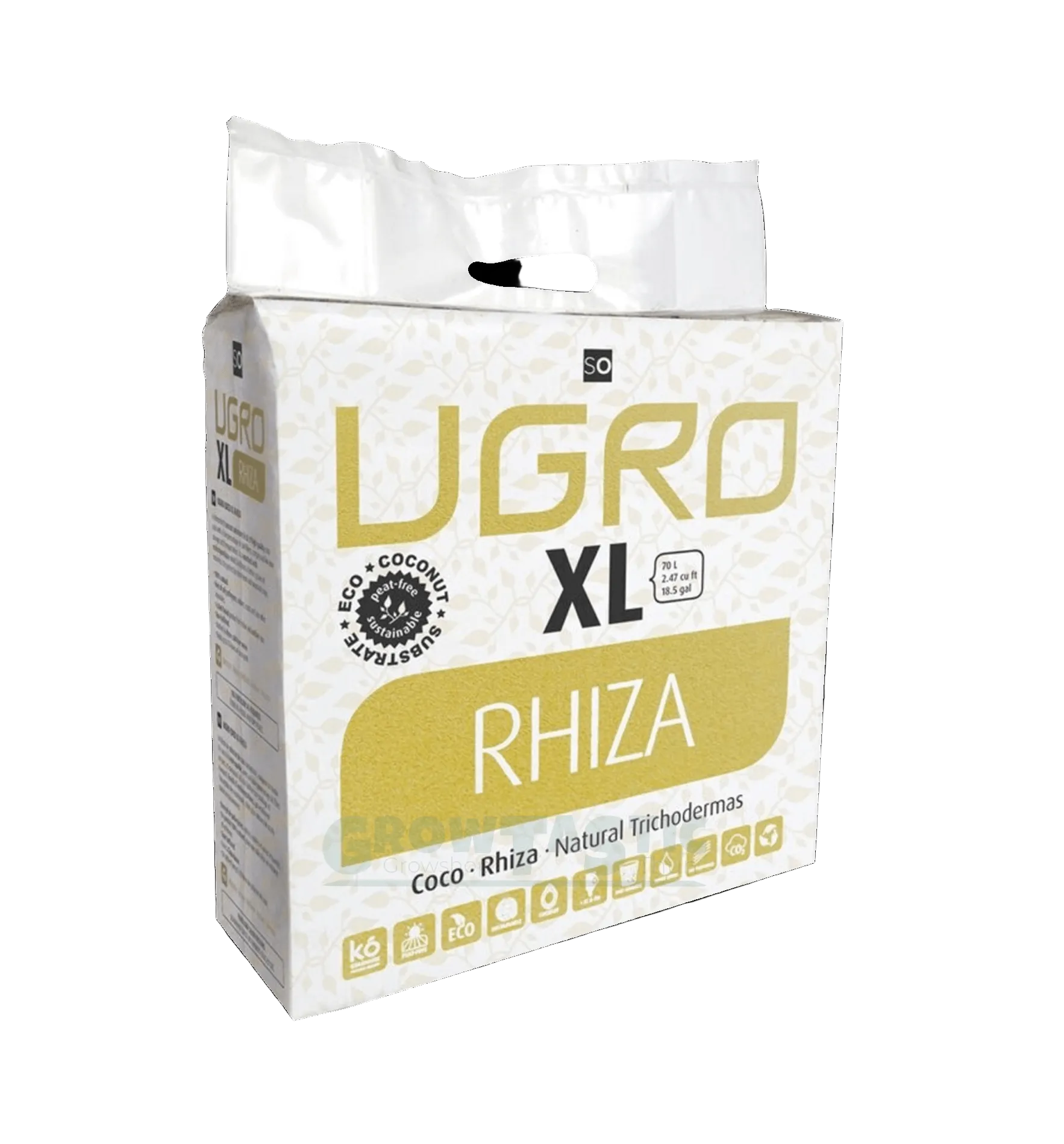 UGRO XL Rhiza Packung mit Kokos für optimale Pflanzenpflege in Growshops.