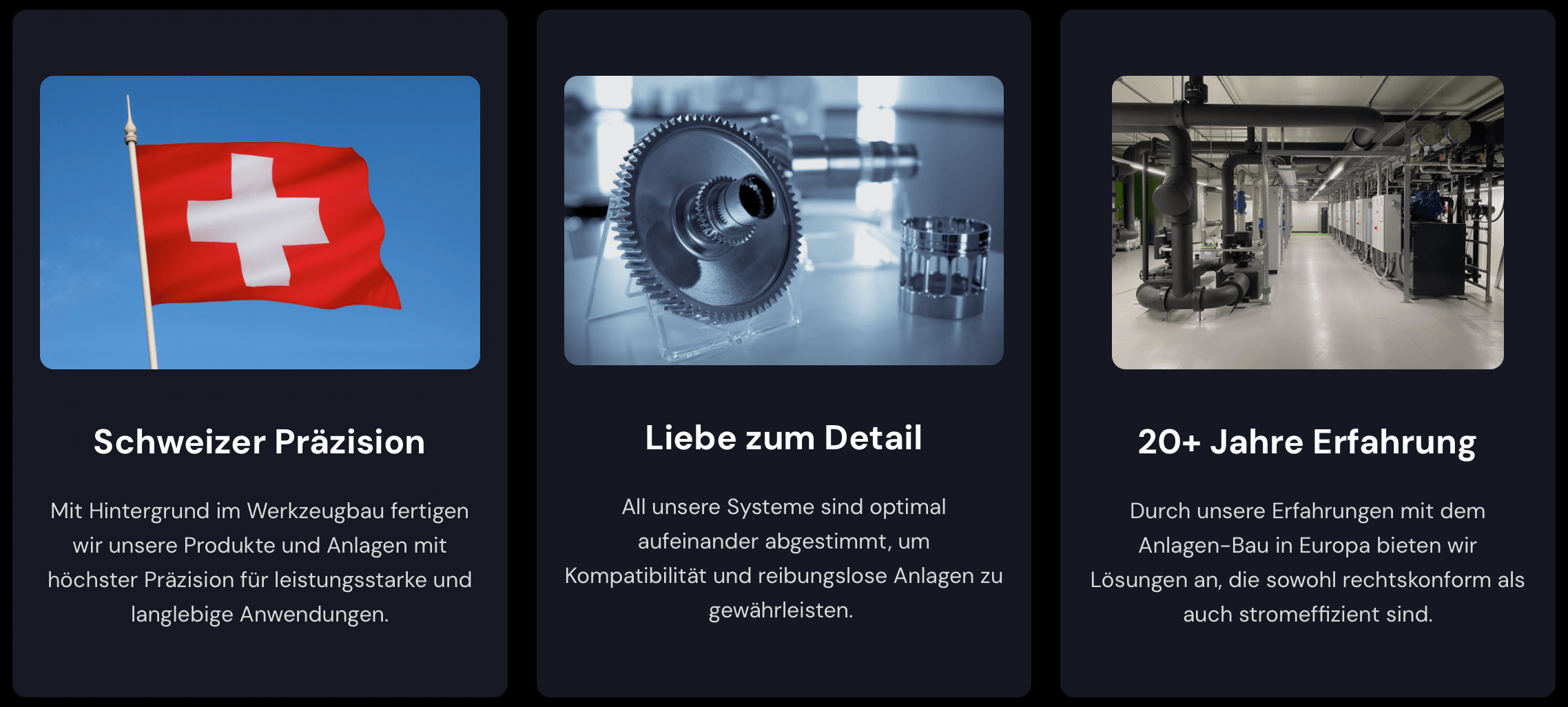 Schweizer Flagge, Präzision in Werkzeugbau und Anlagen, 20 Jahre Erfahrung in der Industrie.