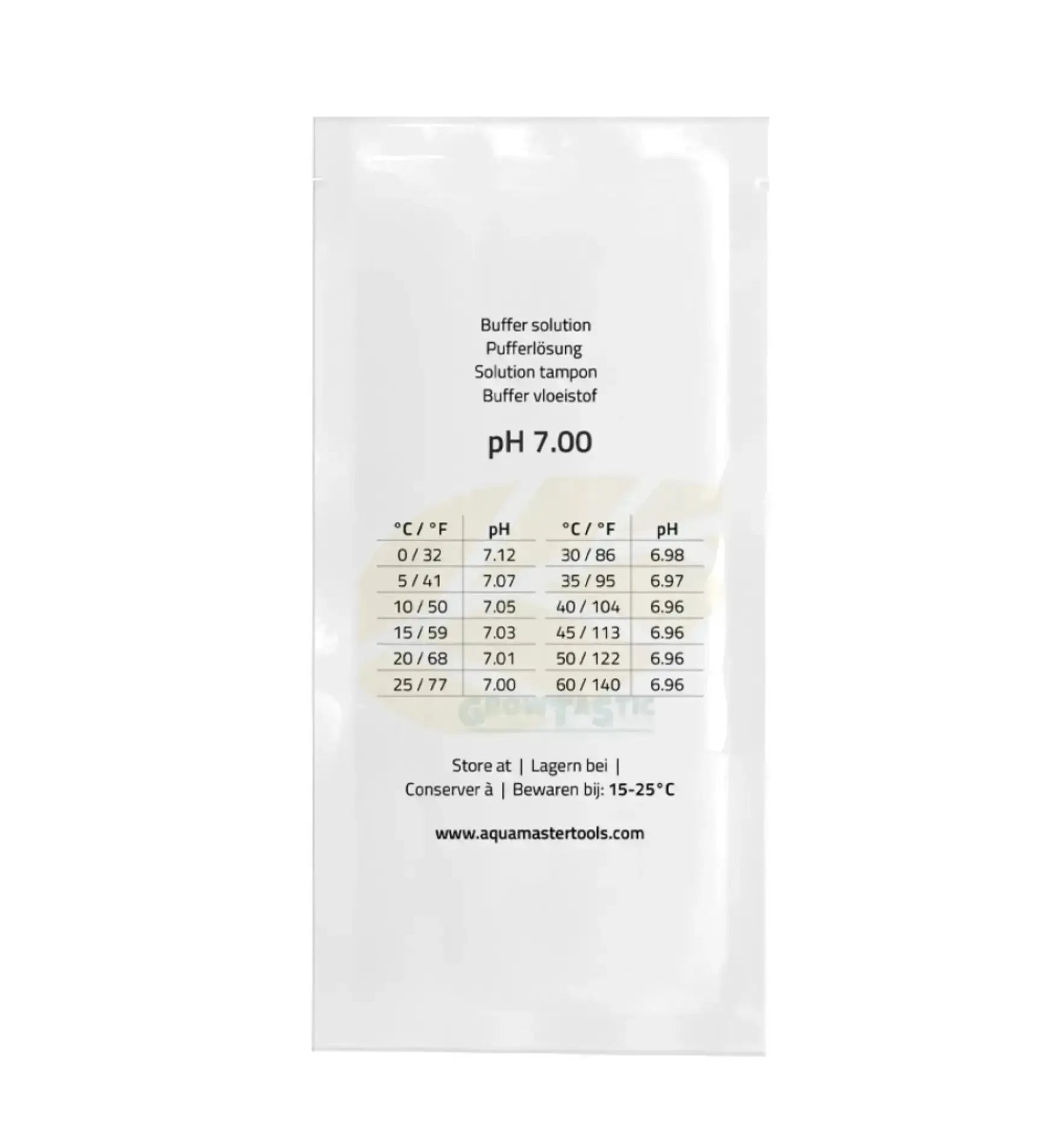 Aquamaster pH Kalibrierflüssigkeit, 100 ml, zur präzisen pH-Wert-Justierung in Wasseranalysen, in transparenter Flasche.