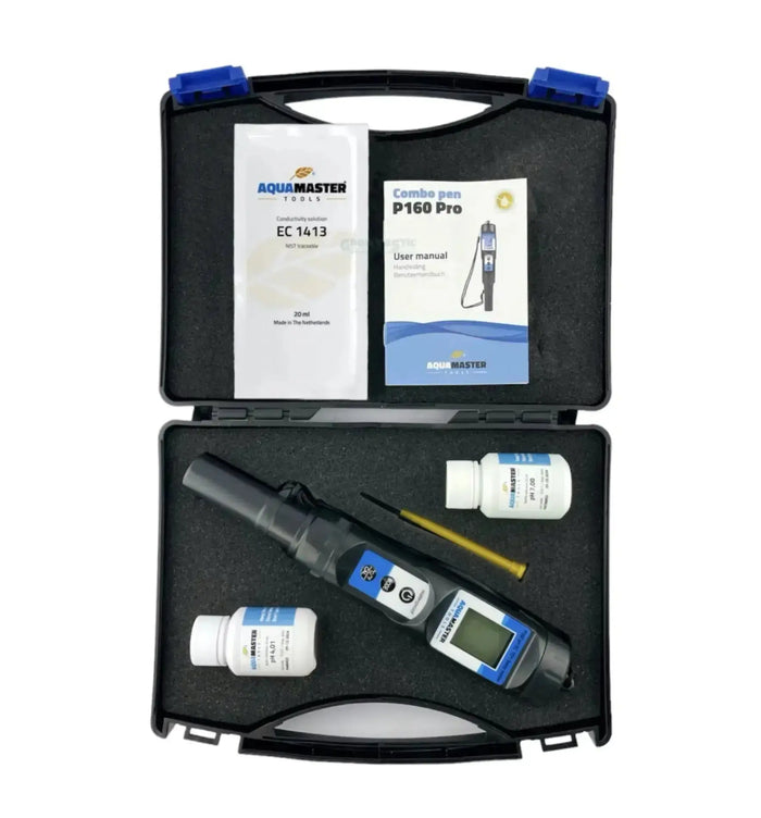 Aquamaster Messgerät Combo Pen P160 Pro 2, handliches Elektronik-Testgerät mit digitalen Anzeigen und Bedienelementen.