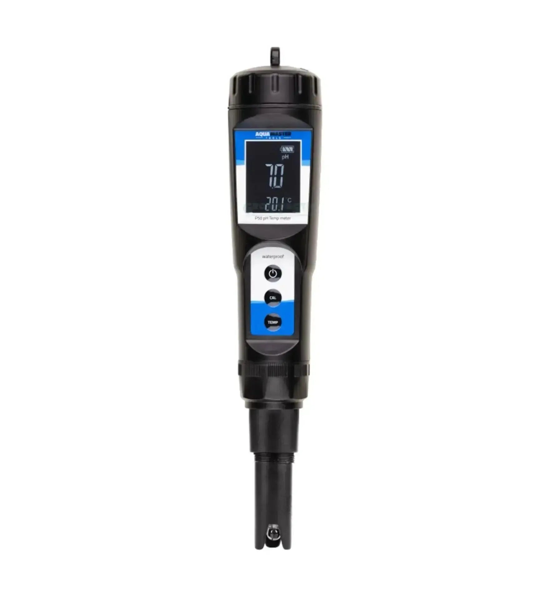 Aquamaster pH- und Temperaturmessgerät P50 Pro 2 von Aquamaster, digitales Messgerät für Wasserqualität, Anzeige und Bedienung sichtbar