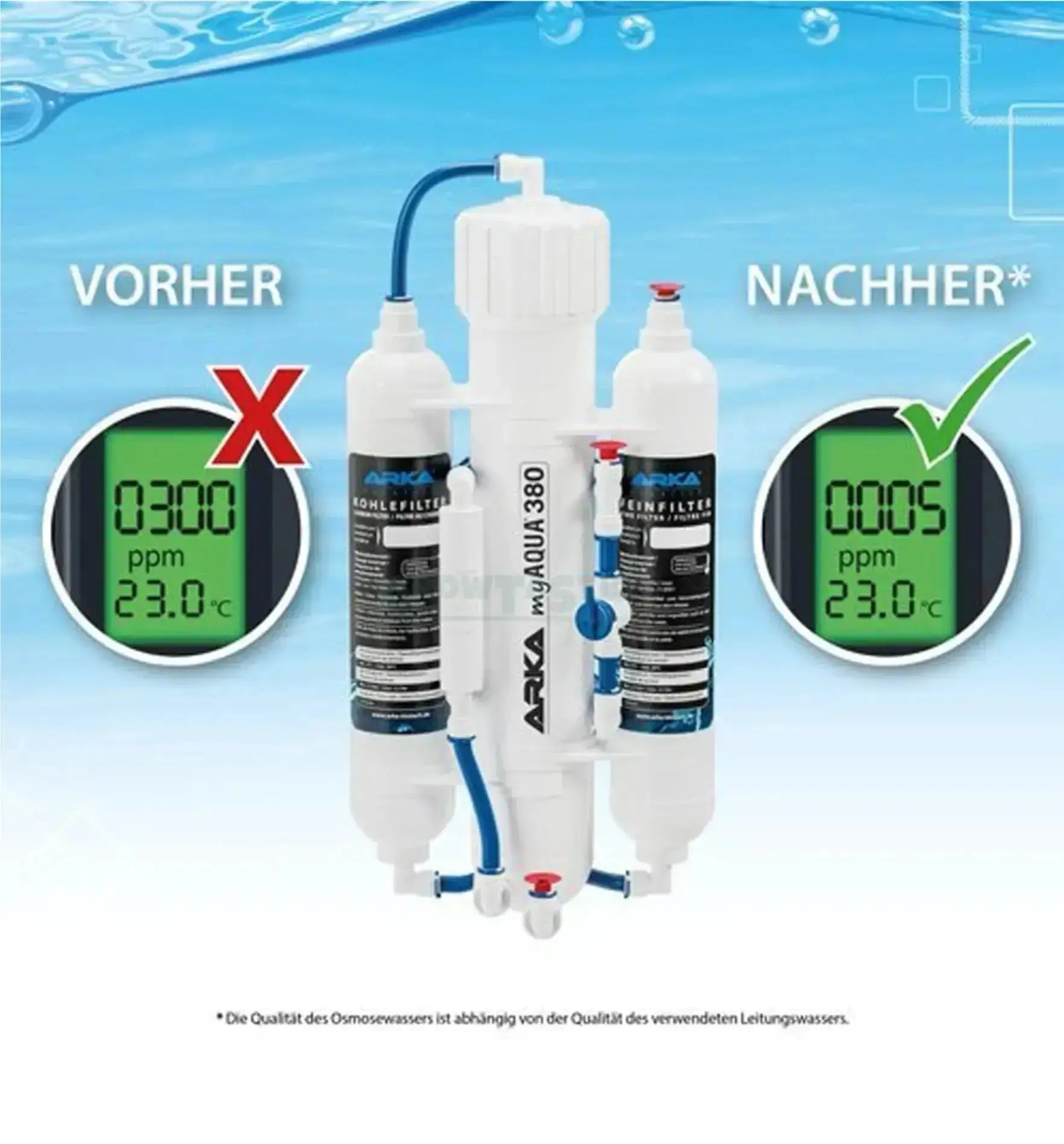 ARKA myAQUA® 190 Umkehrosmoseanlage mit Filter und Wasserhahn für sauberes Trinkwasser, kompakte Osmose Anlage in Weiß