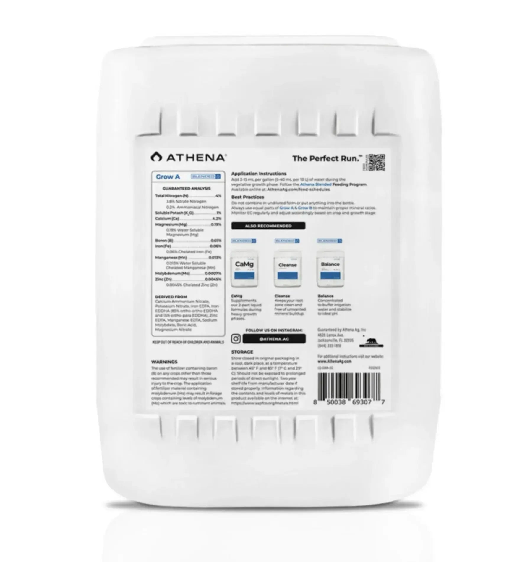 Athena Grow A Dünger in 3,78-Liter-Flasche, natürliche Pflanzenpflege, ideal für gesunde Pflanzenwachstum, klare Flasche mit Etikett