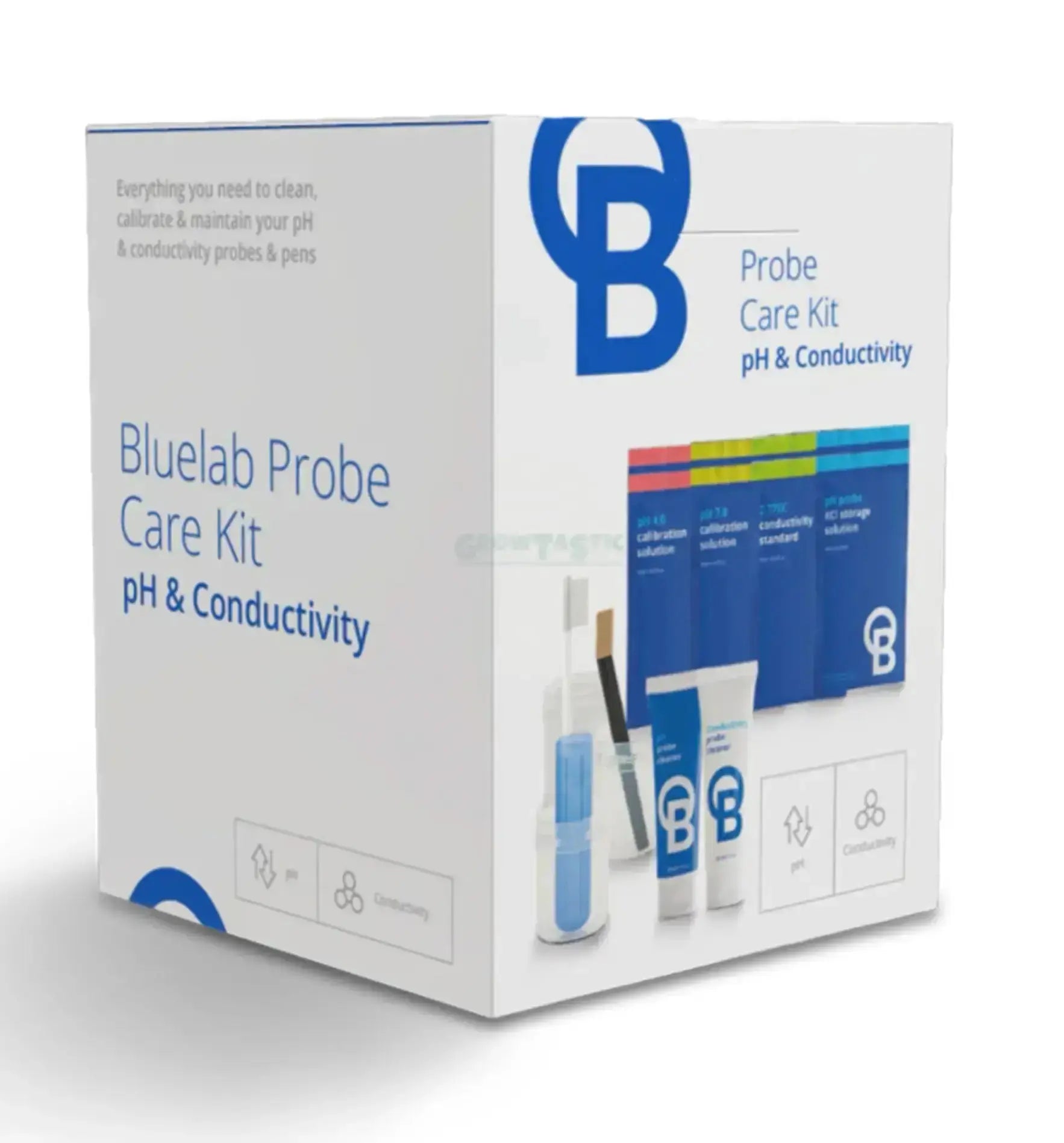 Bluelab Probe Care Kit Kalibrierflüssigkeit für pH- und Leitfähigkeitsmessung, inklusive Fläschchen und Messgeräte
