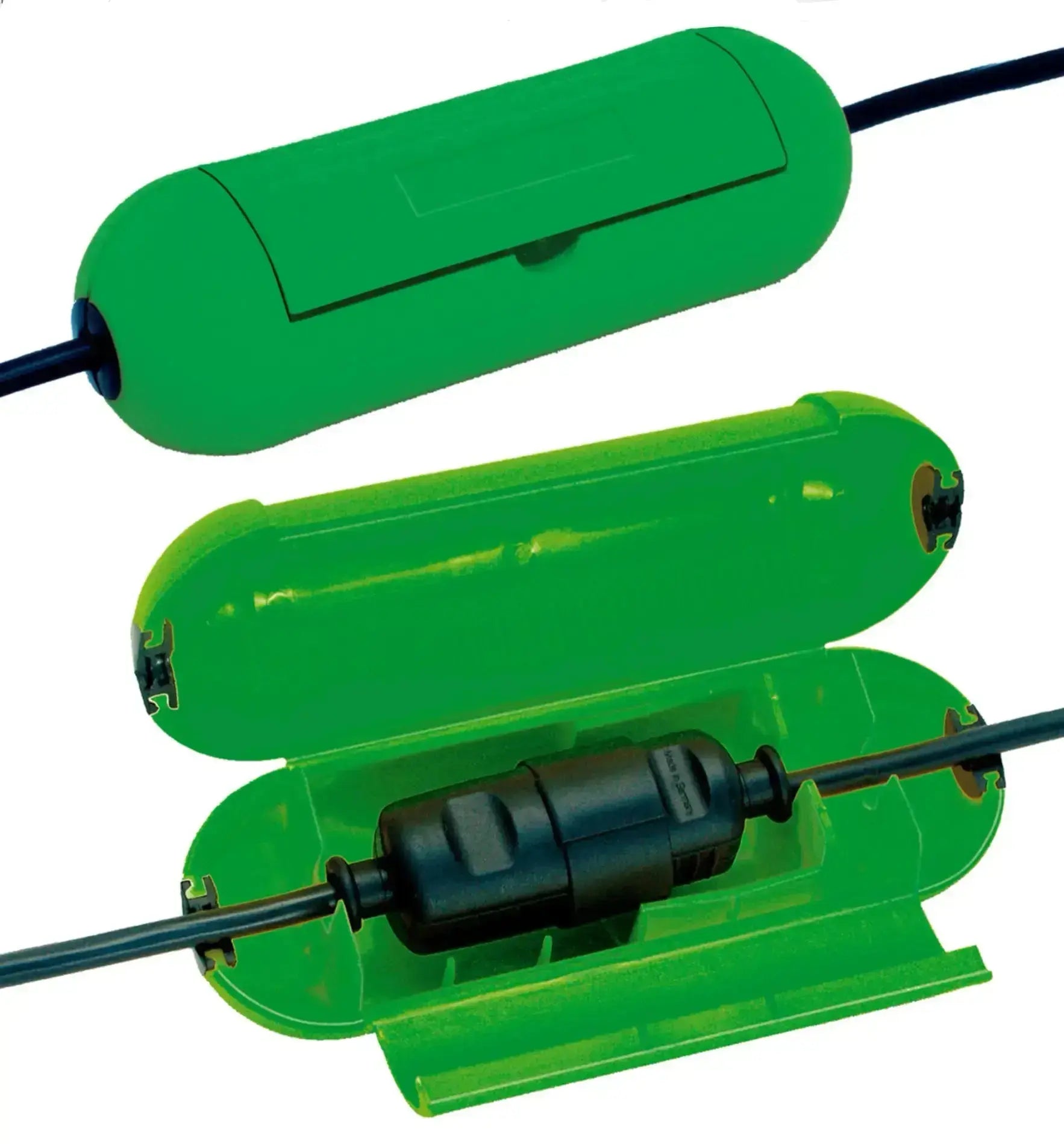 Brennstuhl Safe Box Steckleiste mit mehreren Steckplätzen und Schutzabdeckung, ideal für sichere Stromverteilung.