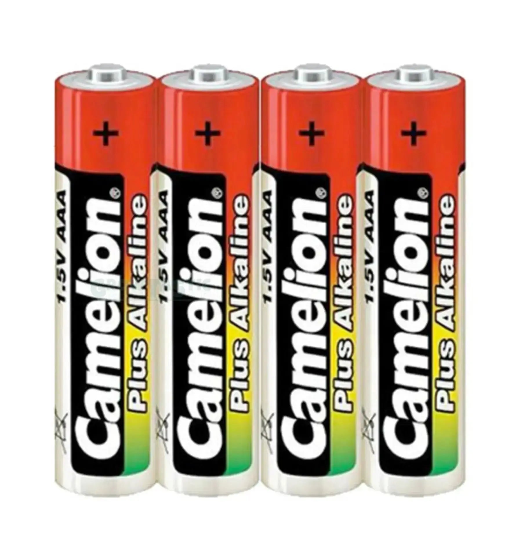 Vier AAA-Batterien von Camelion, langlebige Batterien in standardisierter Größe für verschiedene Geräte, im Bild sichtbar.