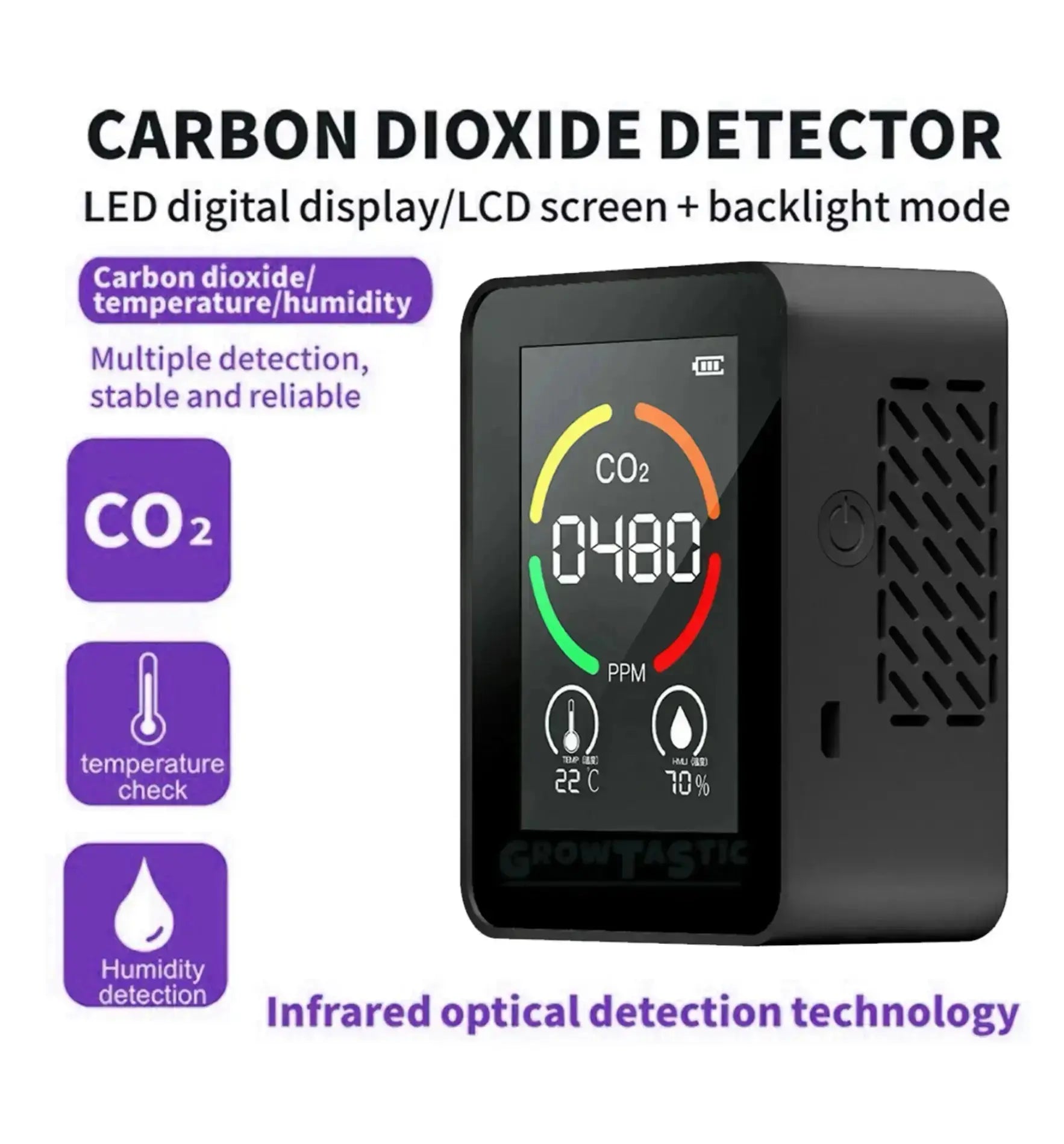 Carbon Dioxid-Detektor 3in1 M8 von Carbon, Messgerät für CO2, Luftqualität und Feuchtigkeitsüberwachung, kompakte Anzeige