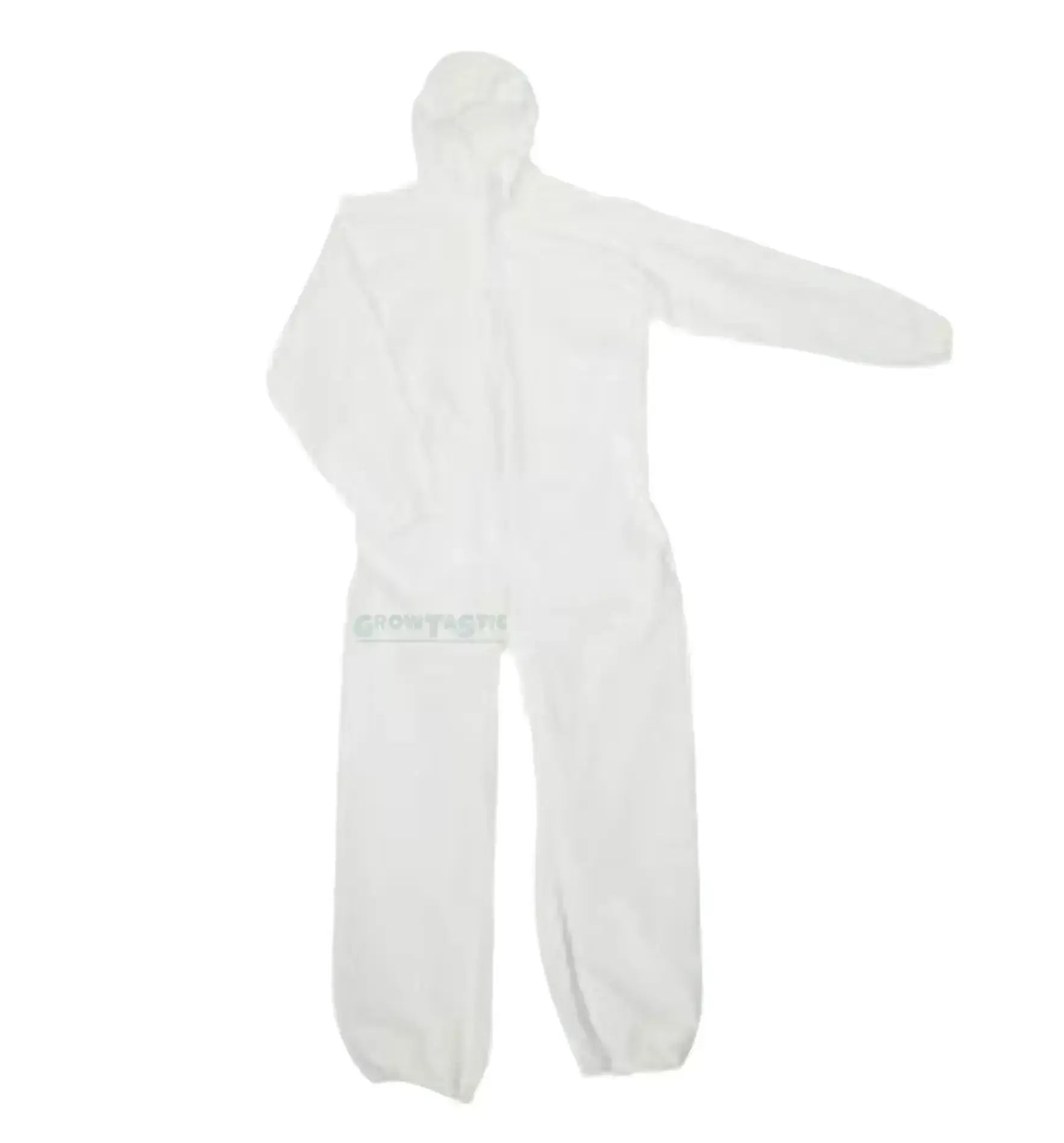 EuroGloves Schutzanzug mit Kapuze und passenden Handschuhen, Schutzkleidung für sicheren Arbeitsschutz, frontal sichtbar