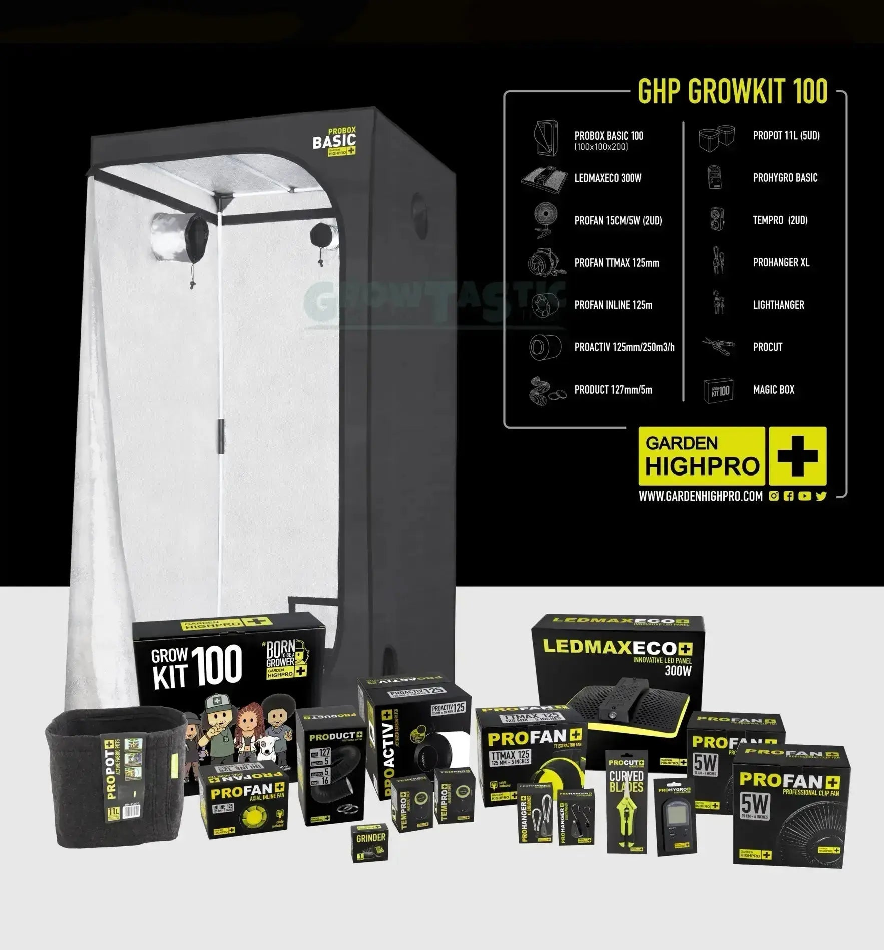 Garden Highpro GHP Grow Kit 100, komplettes Anbausystem mit Topfpflanzen und Anbaumaterial für erfolgreiche Gartenarbeit