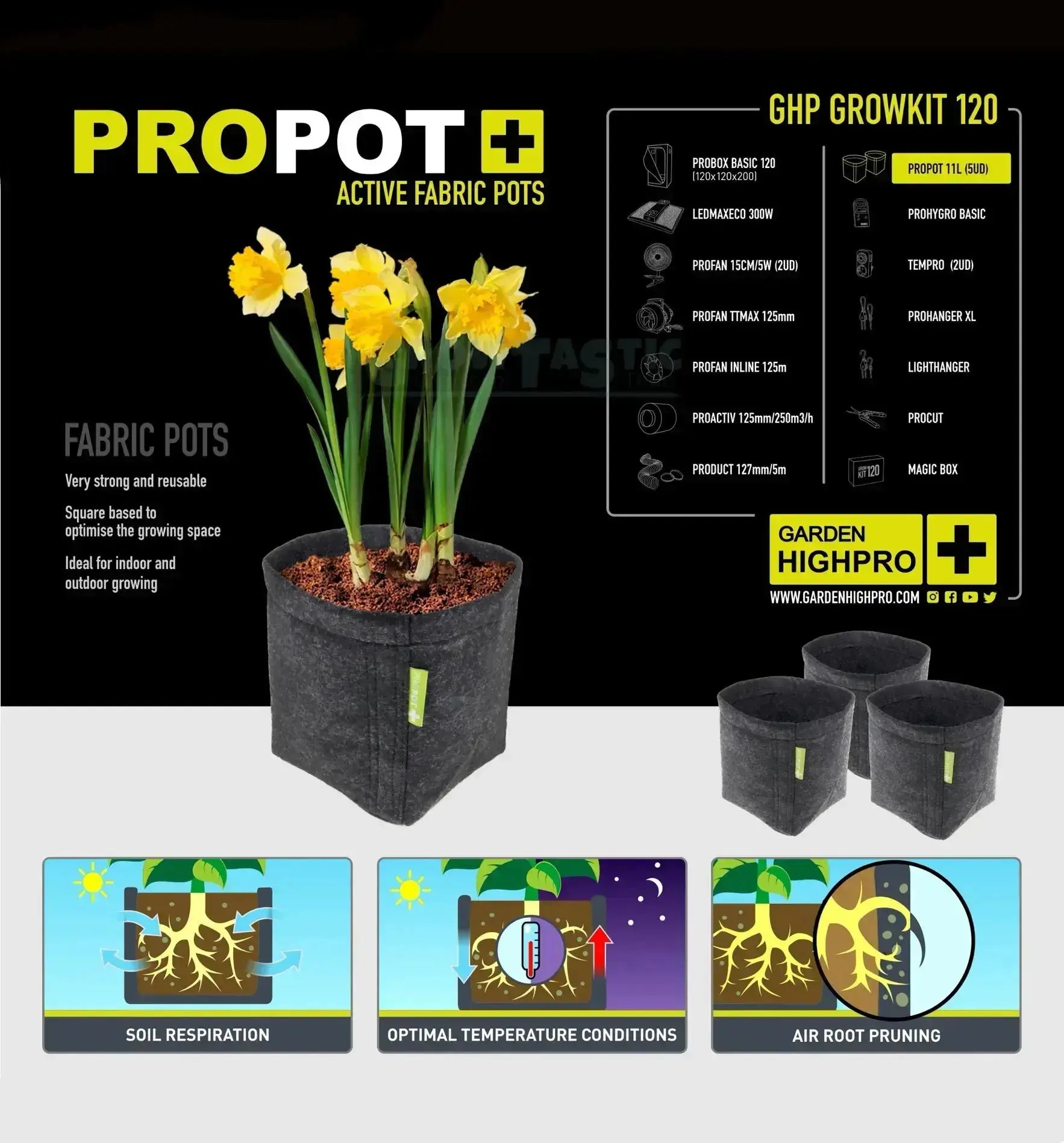 Garden Highpro Grow Kit 120, komplettes Anbausystem für Pflanzen, inklusive Töpfe, Beleuchtung und Zubehör, von Garden Highpro GHP