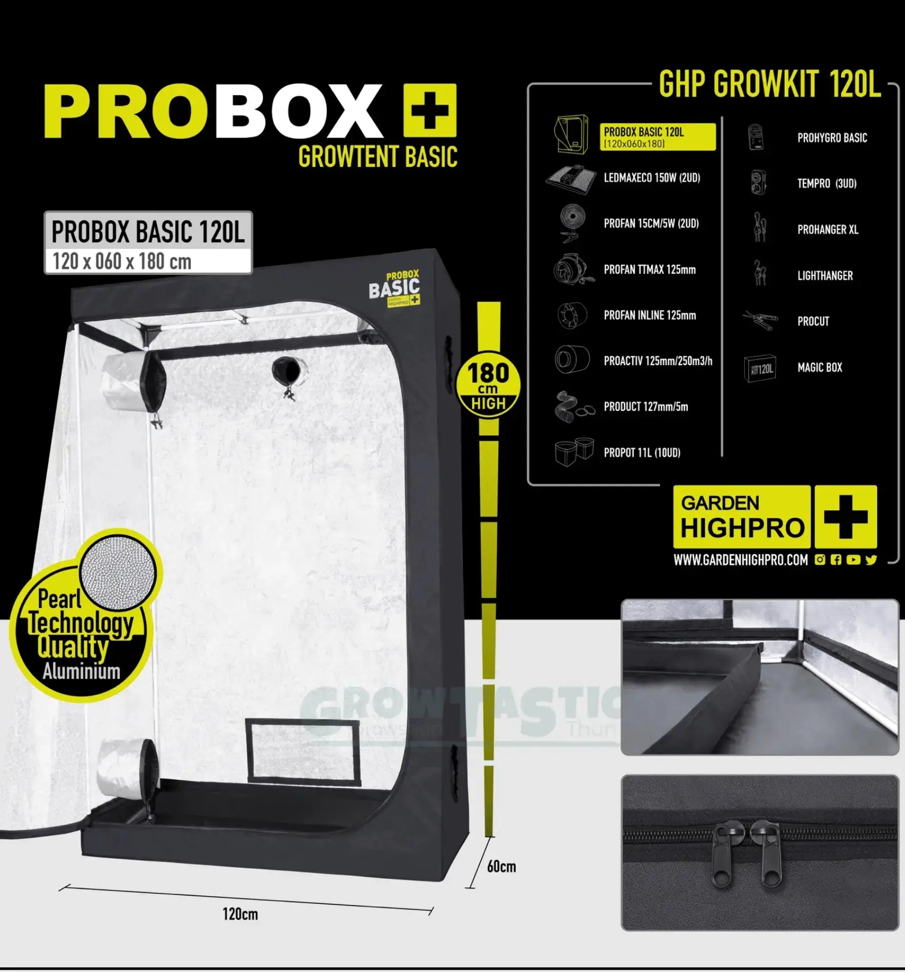 Garden Highpro Grow Kit 120L, komplettes Gartensystem mit Anbaubehältern und Zubehör für optimalen Pflanzenanbau