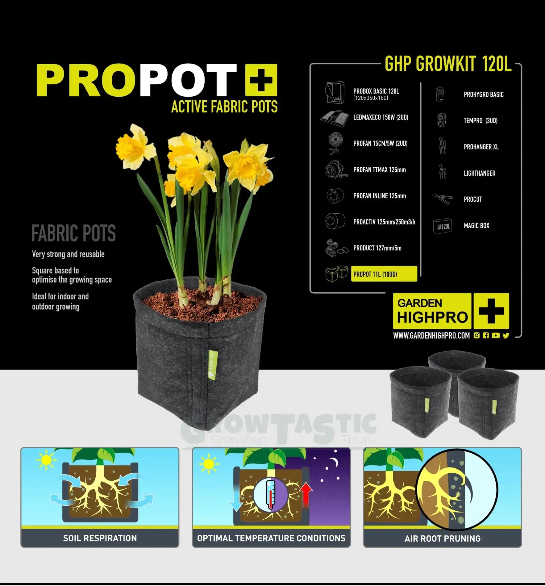 Garden Highpro GHP Grow Kit 120L, komplettes Hydrokultursystem mit Schläuchen und Behälter, für den Indoor-Garten.