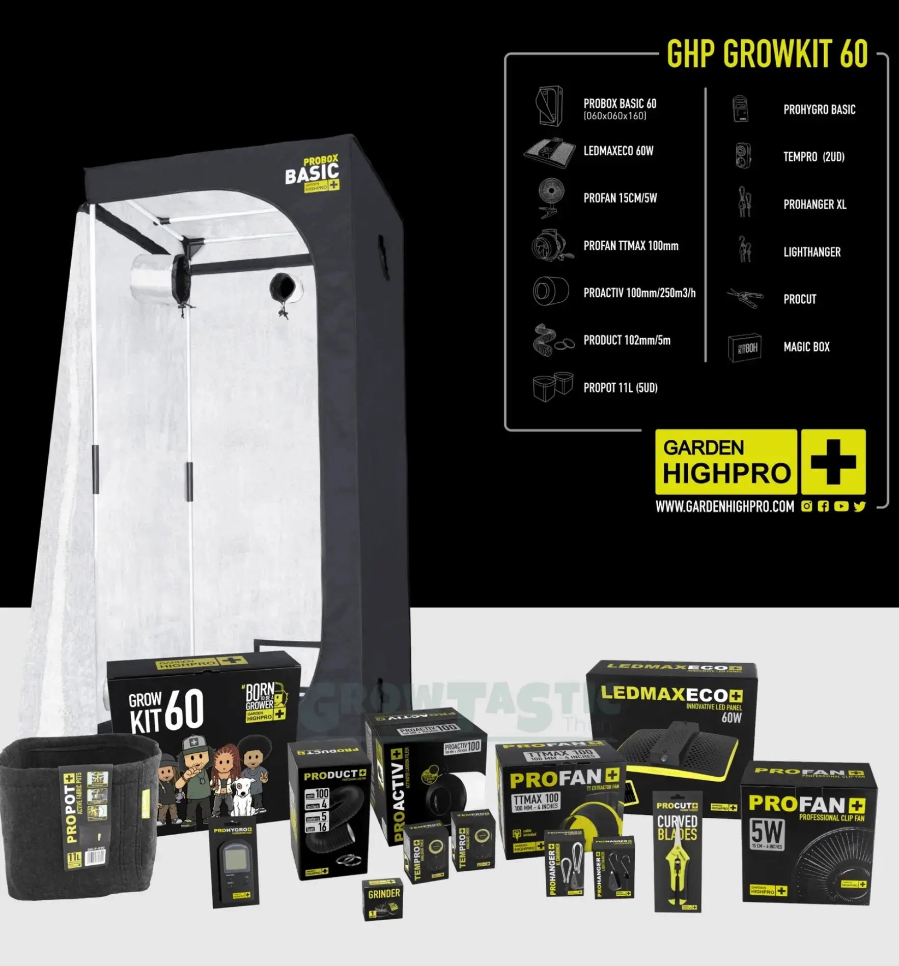Garden Highpro Grow Kit 60, vollständiges Grow-Set für den Garten, inklusive Anbaumaterial und Zubehör, von Garden Highpro GHP