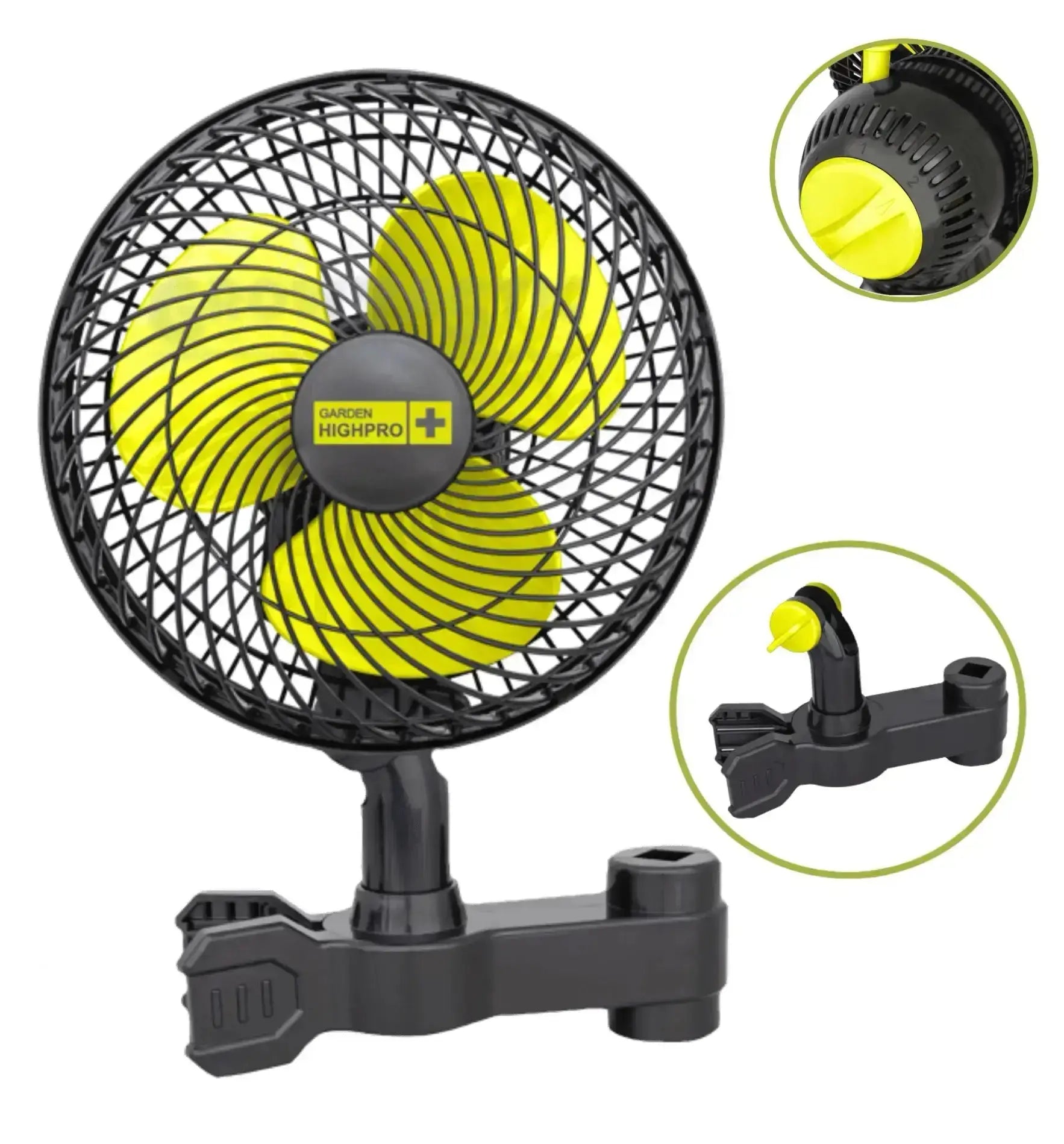 Garden Highpro GHP Oszillierender Klemmlüfter, 20 Watt, für Garten oder Innenbereich, mit stufenloser Drehfunktion