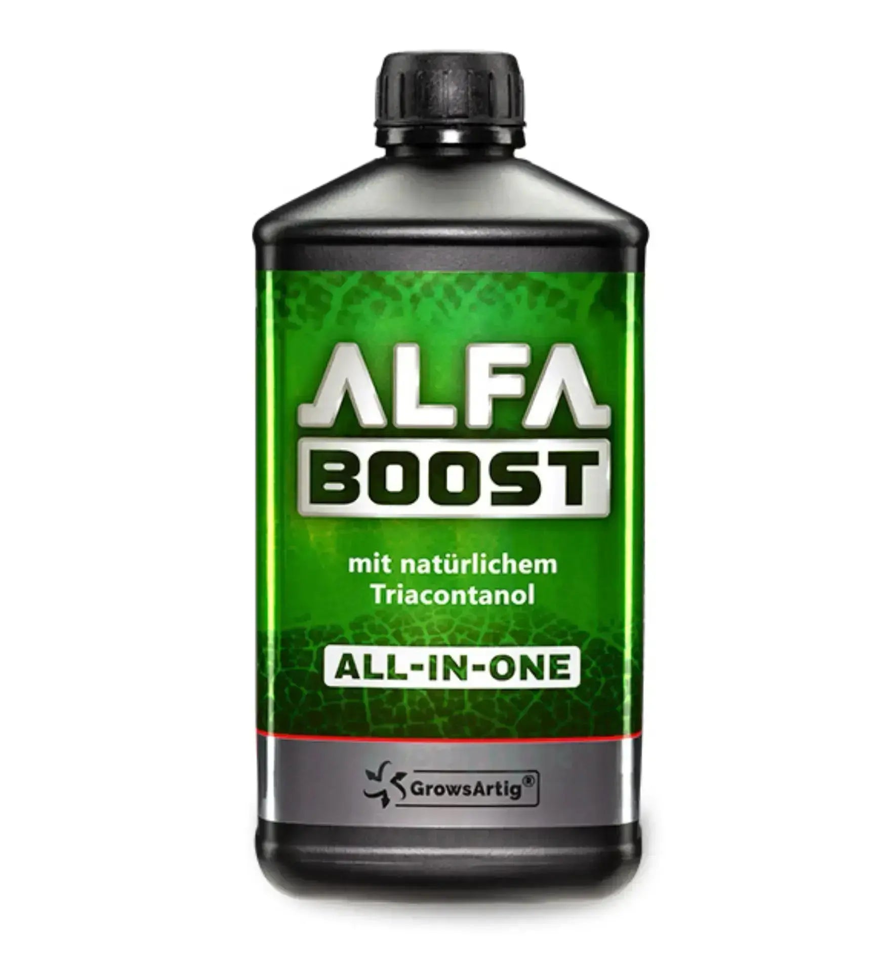 GrowsArtig Alfa Boost All-in-One Pflanzenstärkungsmittel in 250 ml Flasche, fördert Pflanzenwachstum und -gesundheit.