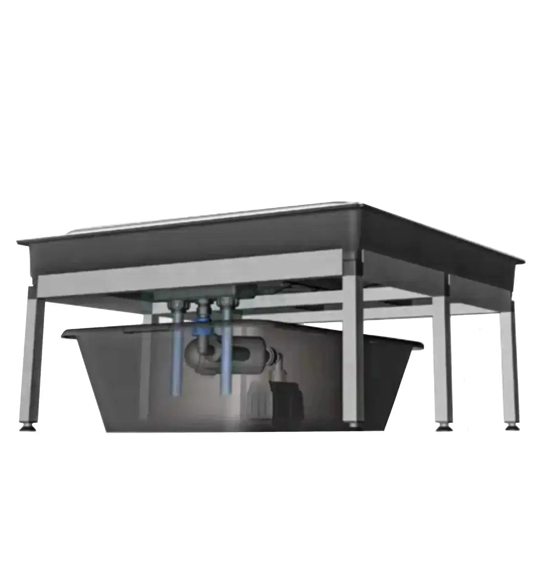 GrowSYSTEM Aeroponic Bewässerungssystem von GrowTOOL mit transparenten Wasserbehältern und Pflanzen.