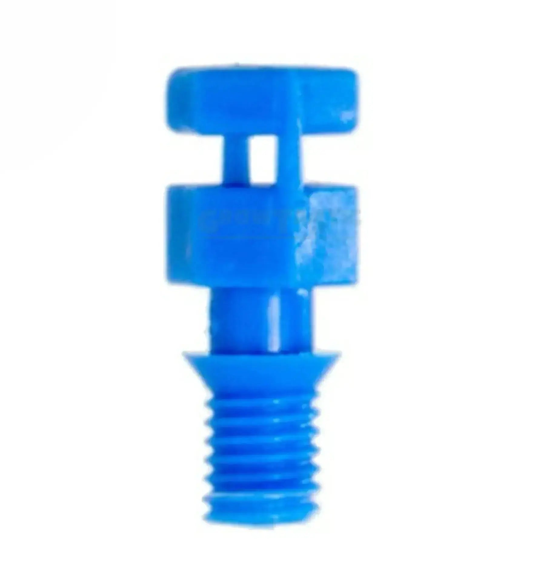 Blauer GrowTOOL Mini Sprayer neben einem Pflanztopf, ideal für Pflanzenpflege, auf weißem Hintergrund.
