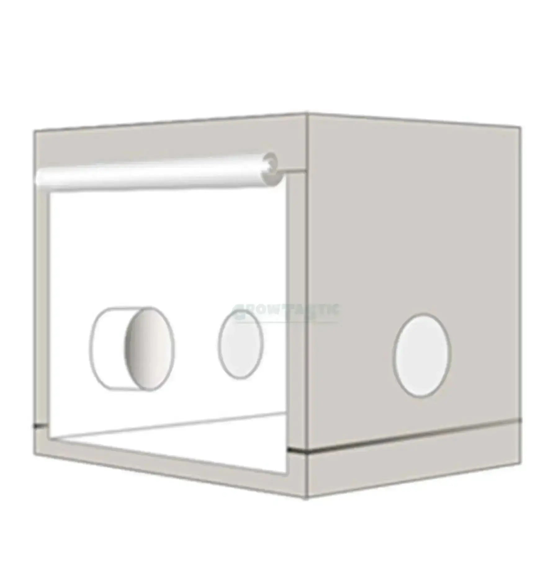 Rechteckige Homebox RS Growbox, verkürzte Version, mit Sichtfenster und Belüftungsöffnung für optimale Pflanzenzucht.