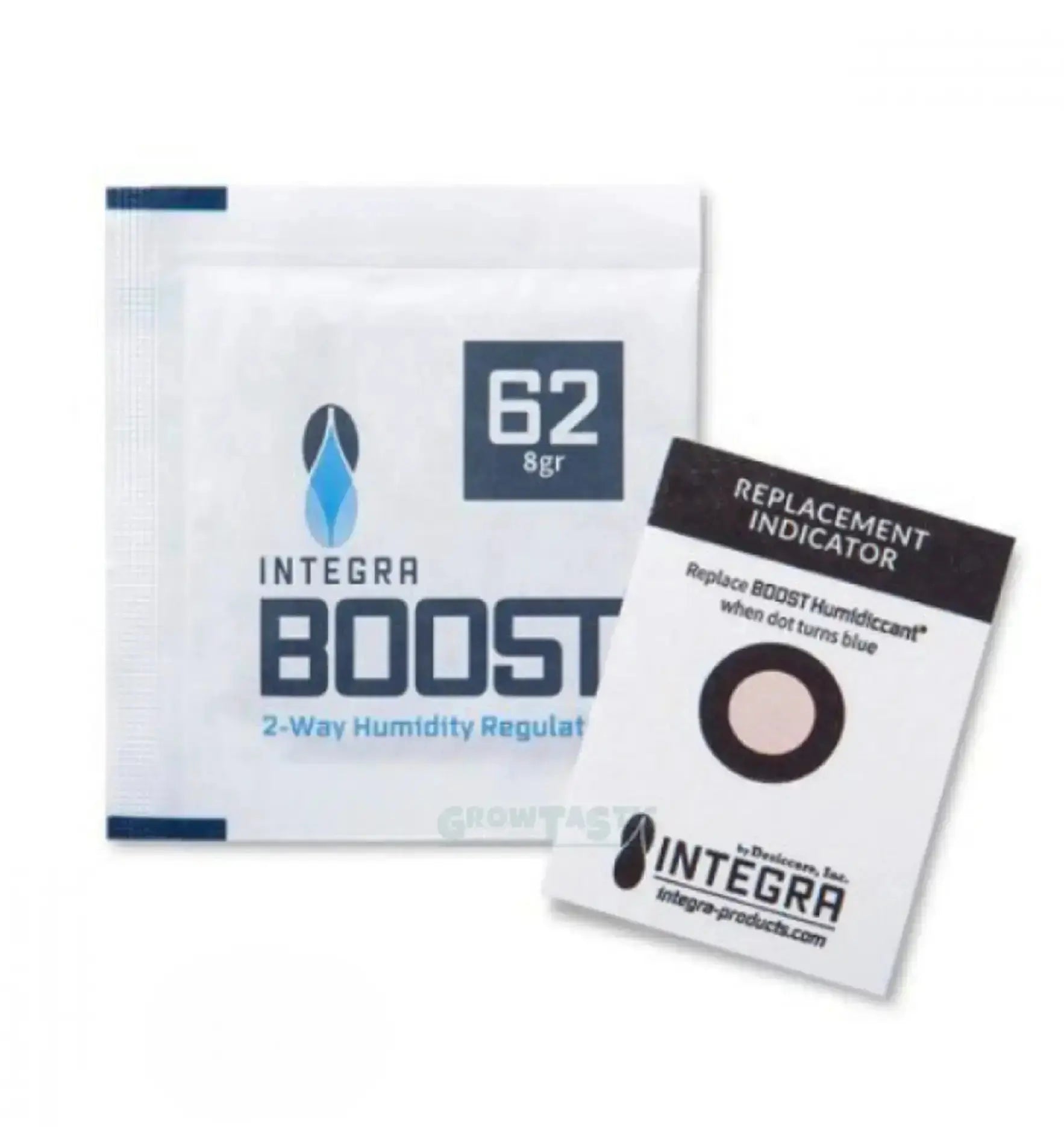 Integra Boost 2-Weg Feuchtigkeitsregler 62 % in Aufbewahrungsbox, dient zur Feuchtigkeitskontrolle bei Lagerung und Verpackung