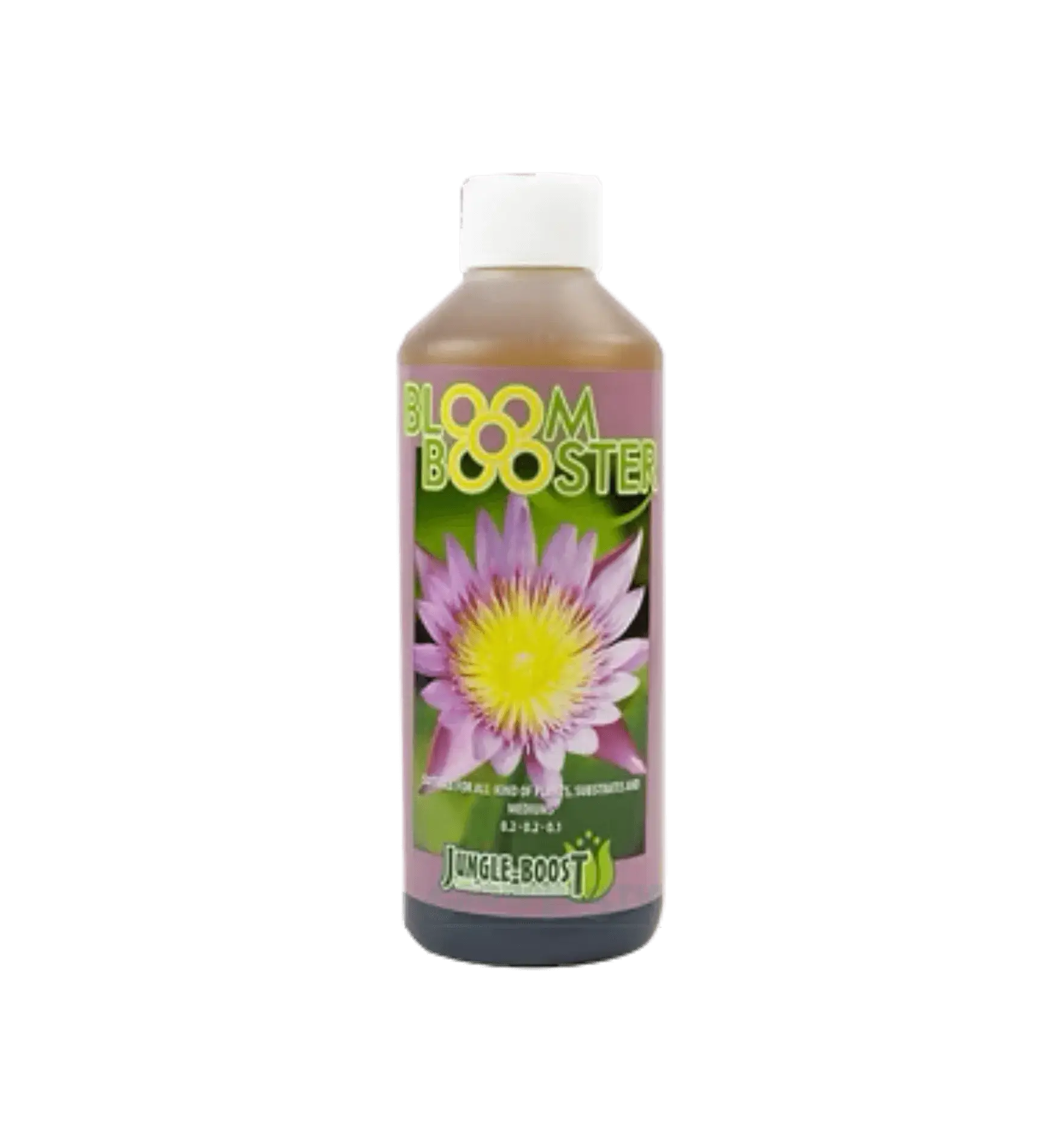 Jungle Boost Bloom Booster Dünger in 500 ml Flasche, für kräftiges Pflanzenwachstum und blühende Pflanzen.