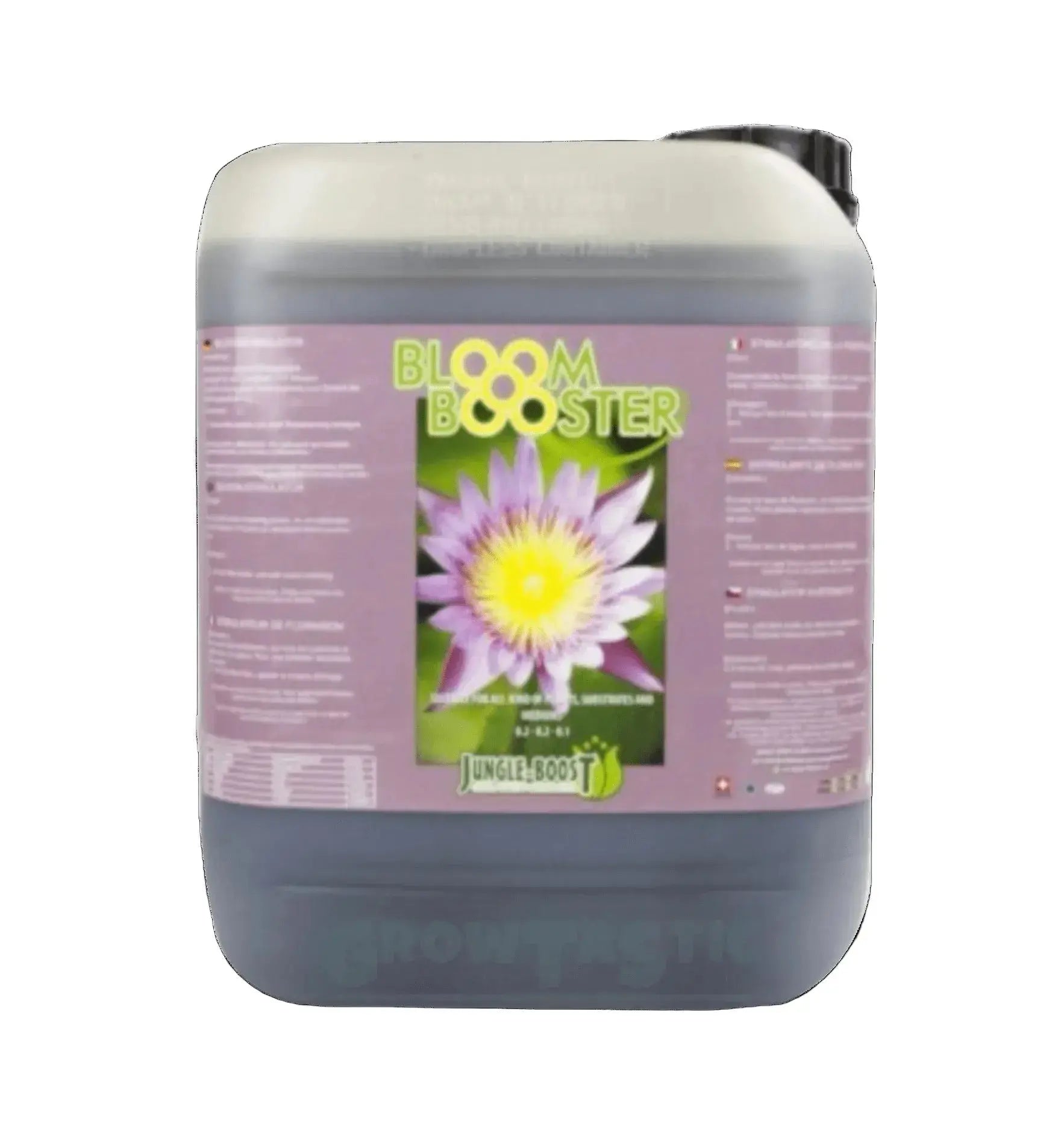 Jungle Boost Bloom Booster Dünger in 500 ml Flasche, zeigt die Verpackung mit grünem Jungle Boost Logo und Produktbeschreibung
