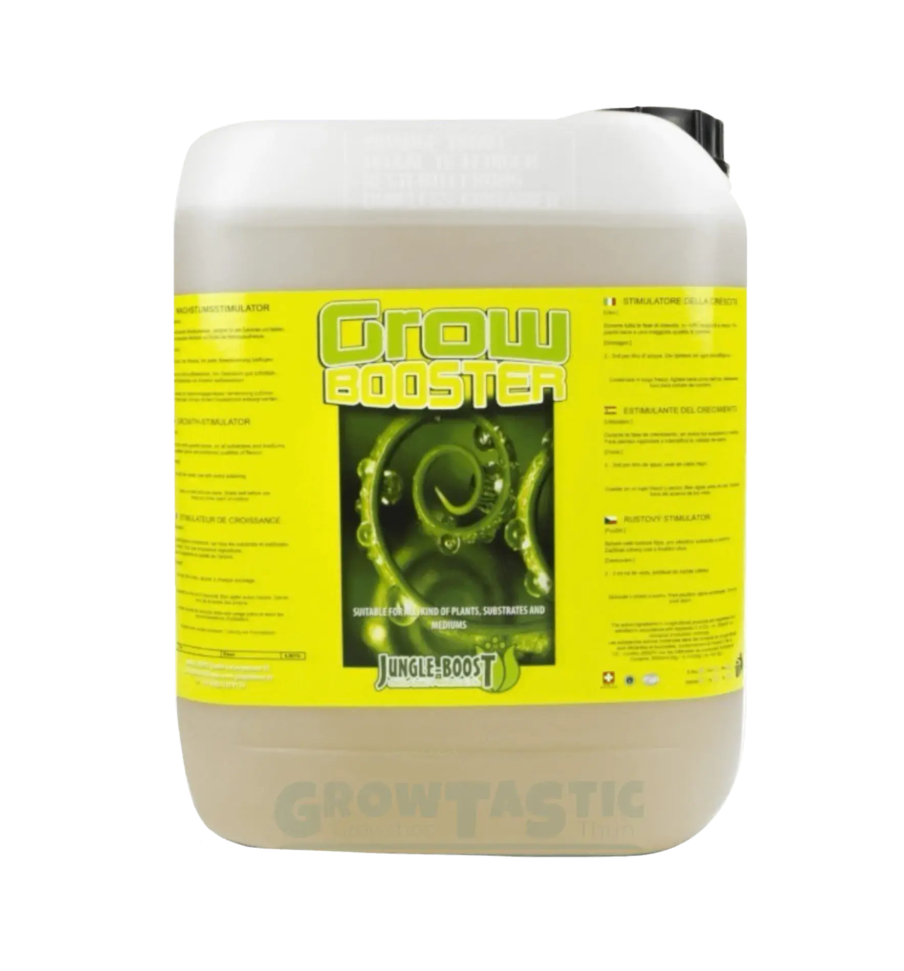 Jungle Boost Grow Booster Dünger in 500 ml Flasche, grüne Verpackung, ideal für Pflanzenwachstum und Stärkung.