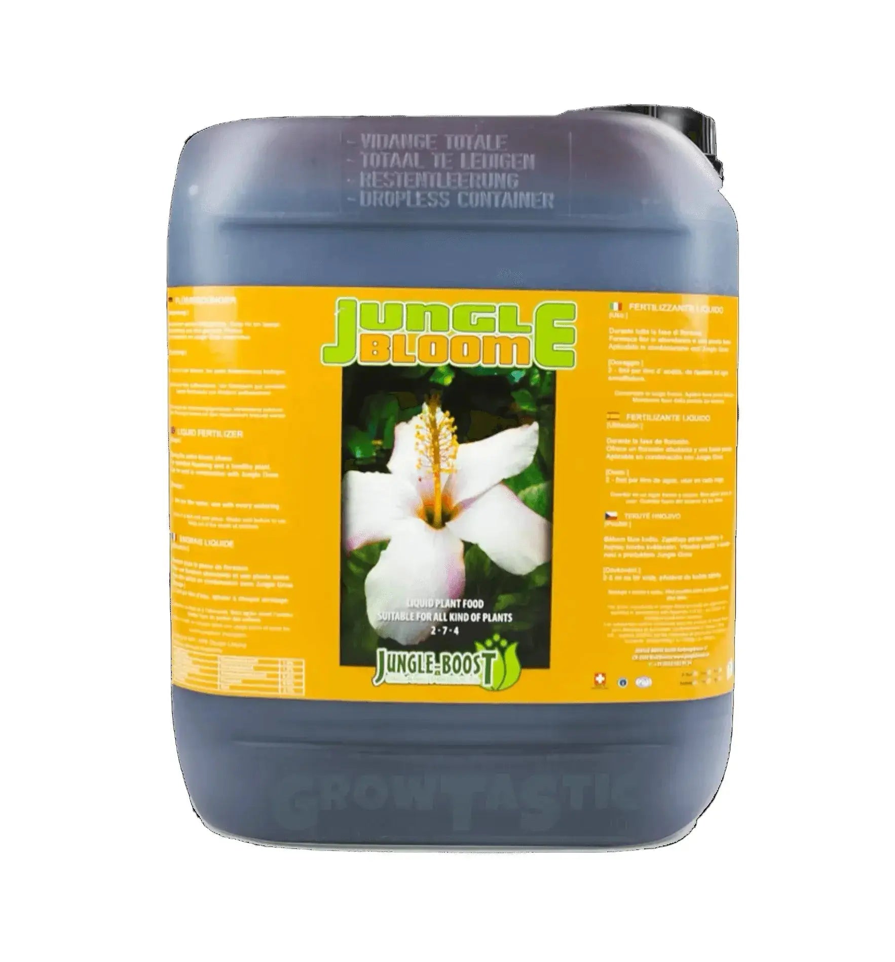 Jungle Boost Jungle Bloom Dünger in 500 ml Flasche, natürliche Pflanzennahrung für üppiges Wachstum, auf dem Etikett sichtbar