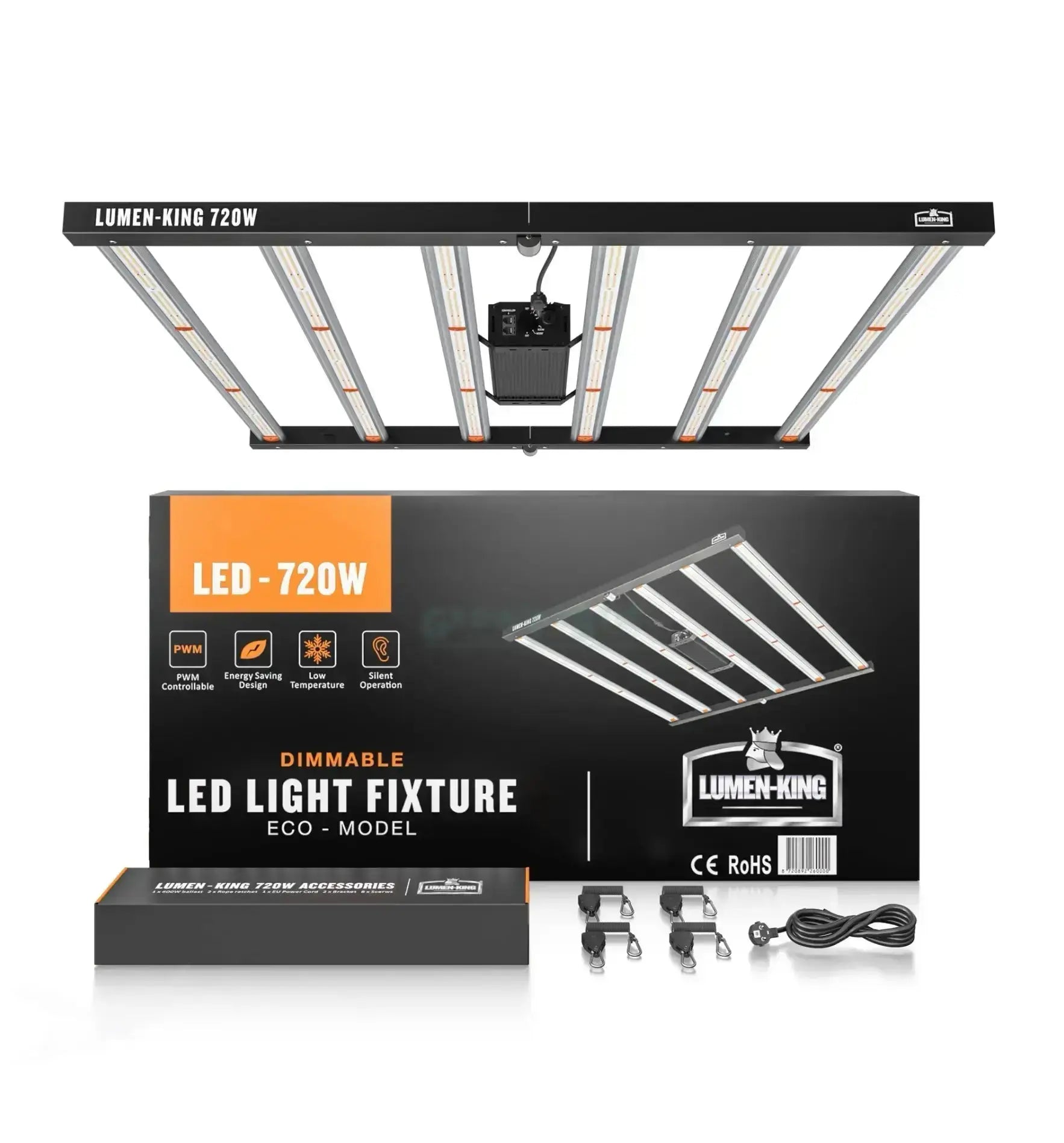 LUMEN KING LED Pflanzenleuchte Eco-Line 720 Watt, schwarze LED-Grow-Lampe mit robustem Gehäuse für Pflanzenzucht