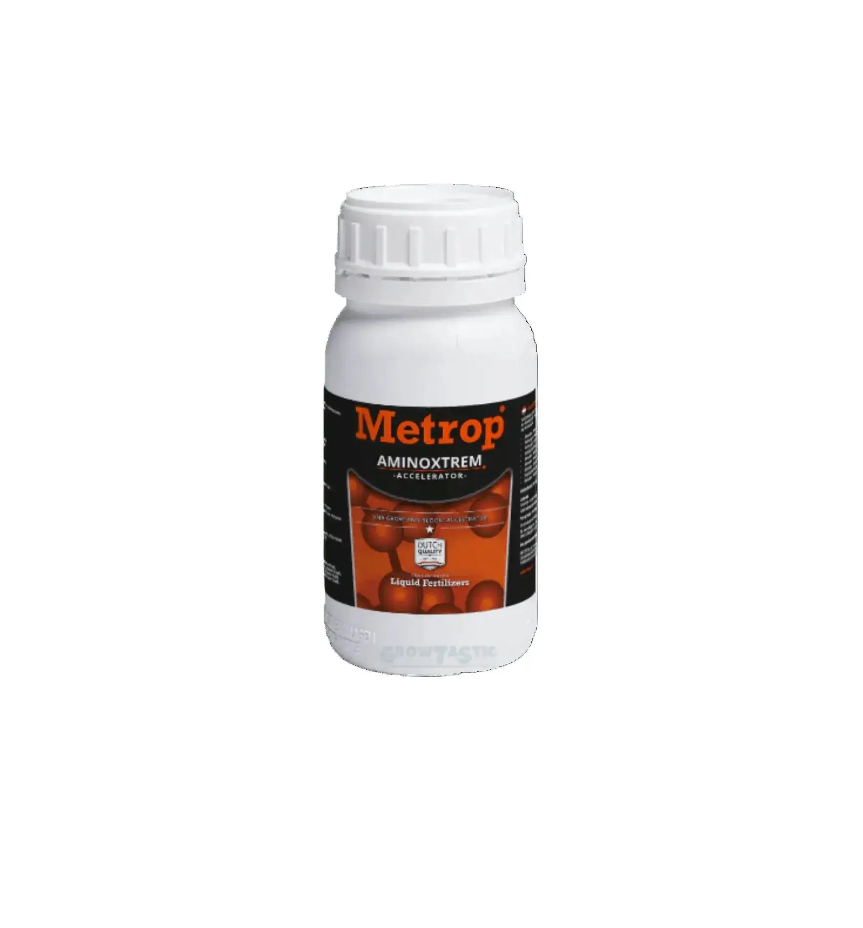 Metrop AminoXtrem Düngerflasche, 250 ml, mit grüner Verschlusskappe und Label, für Pflanzenwachstum und Vitalität.