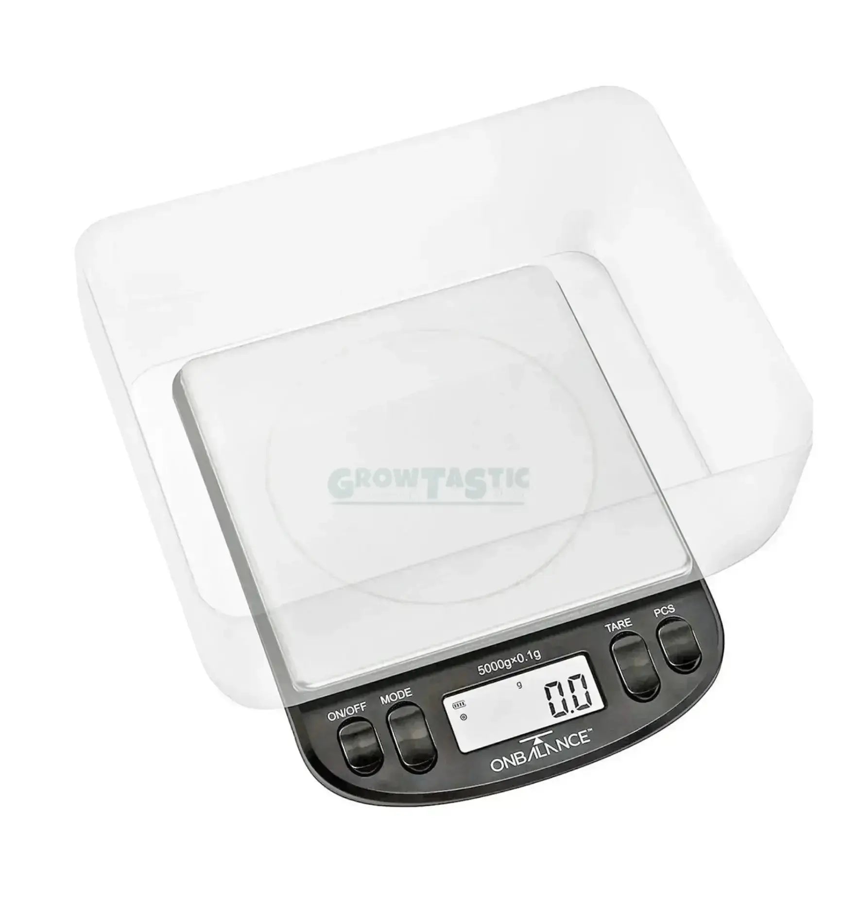 OnBalance Kompakte Tischwaage mit 5000 g Kapazität und 0,1 g Genauigkeit, digitale Küchenwaage mit LCD-Anzeige
