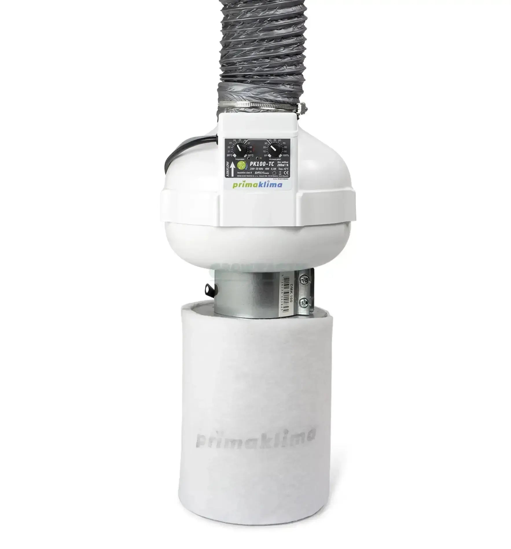 Prima Klima Abluftventilator mit Temperaturregelung, 100 mm, 280 m³/h, für effiziente Ventilation und Luftkontrolle.