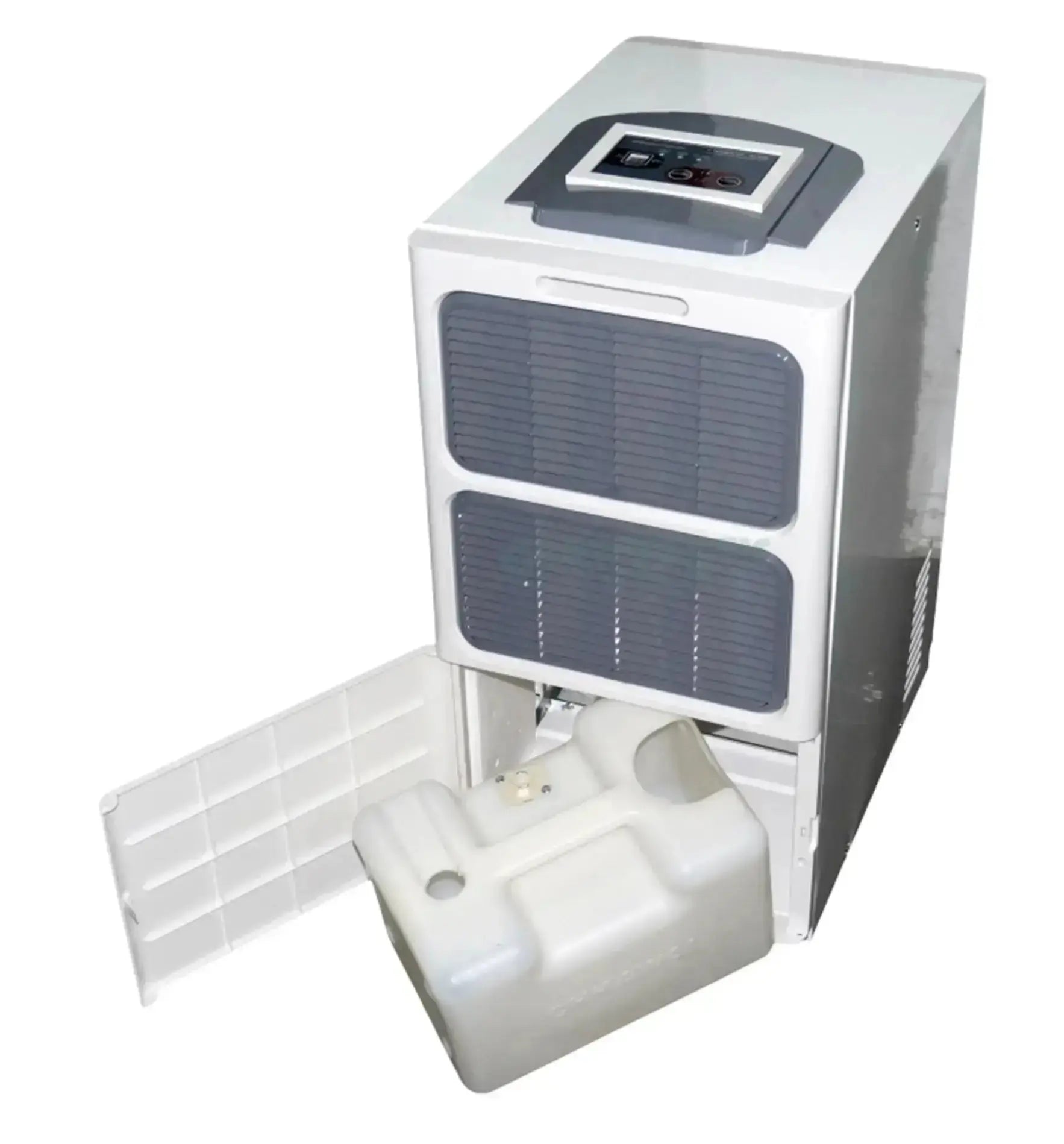 Pure Factory Luftbefeuchter DH-504B, kompaktes Gerät mit digitaler Anzeige, zeigt den Betrieb und Wasserstand des Luftbefeuchters.