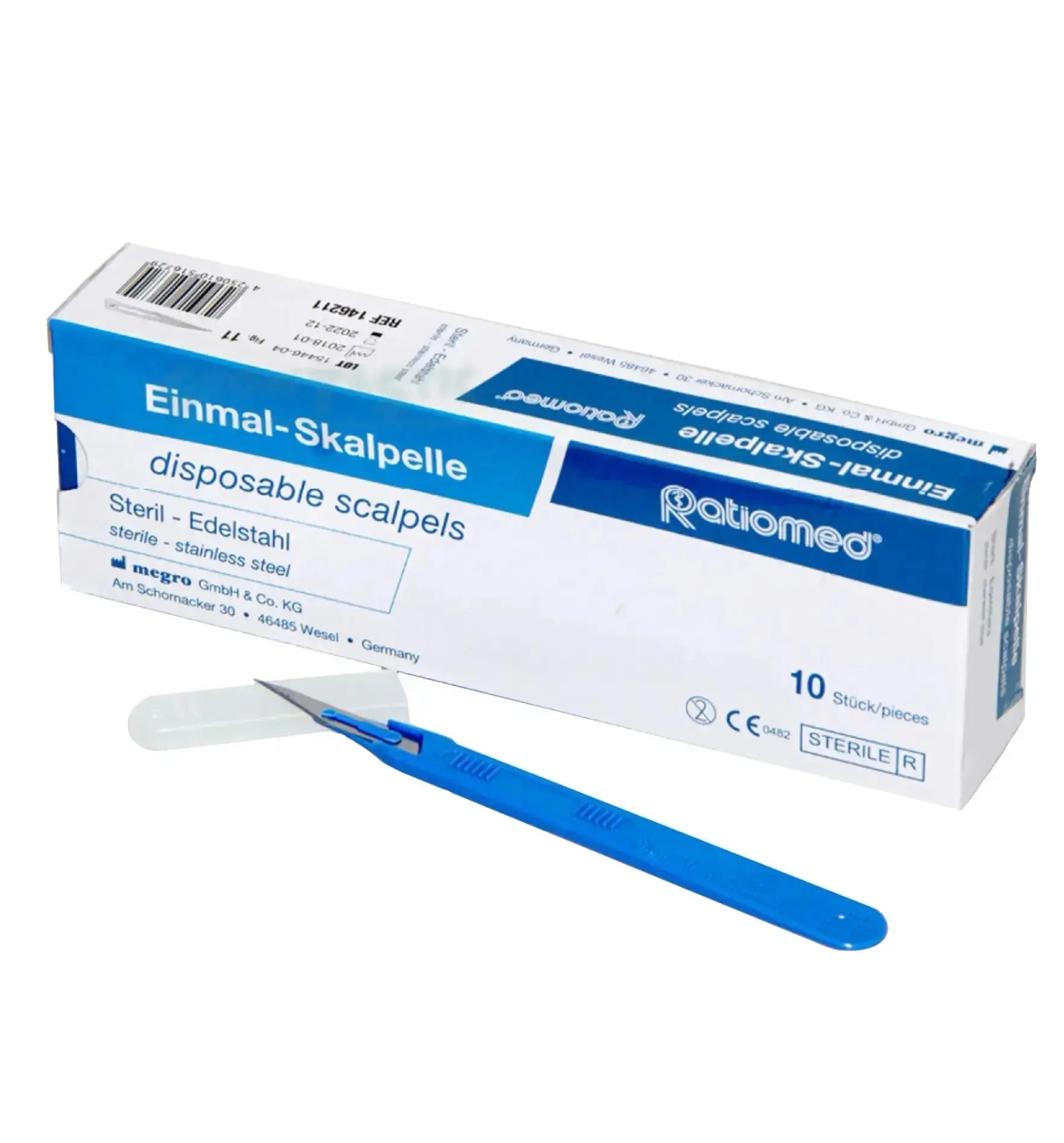Ratiomed® Einmal-Skalpell mit scharfer Klinge, hygienisch verpackt für präzises Schneiden in medizinischer Umgebung
