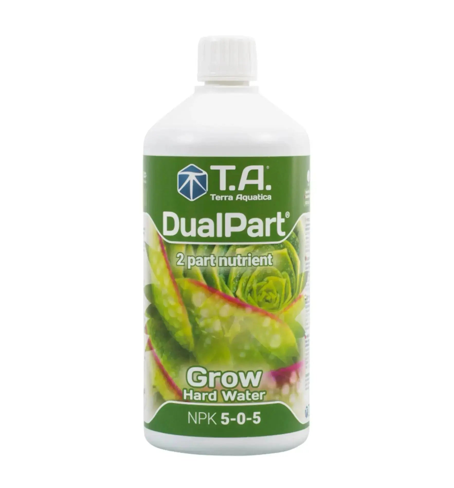 Flasche mit Terra Aquatica DualPart® Grow Dünger, 1 Liter, für gesunde Pflanzen und optimales Wachstum.