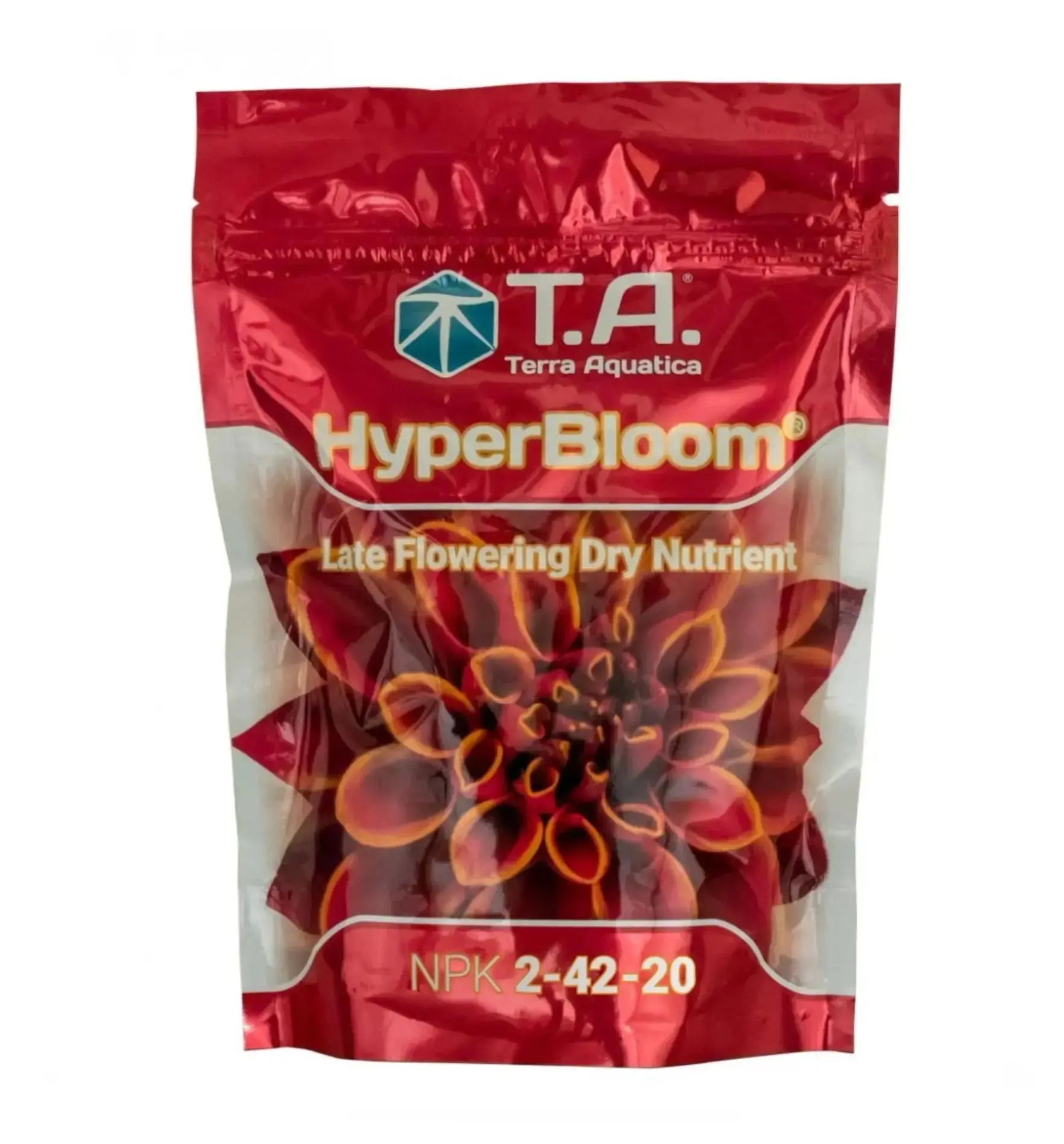 Terra Aquatica HyperBloom® Dünger in 100g Verpackung, flüssiger Pflanzen-Nährstoff für kräftiges Wachstum und Blütenbildung.
