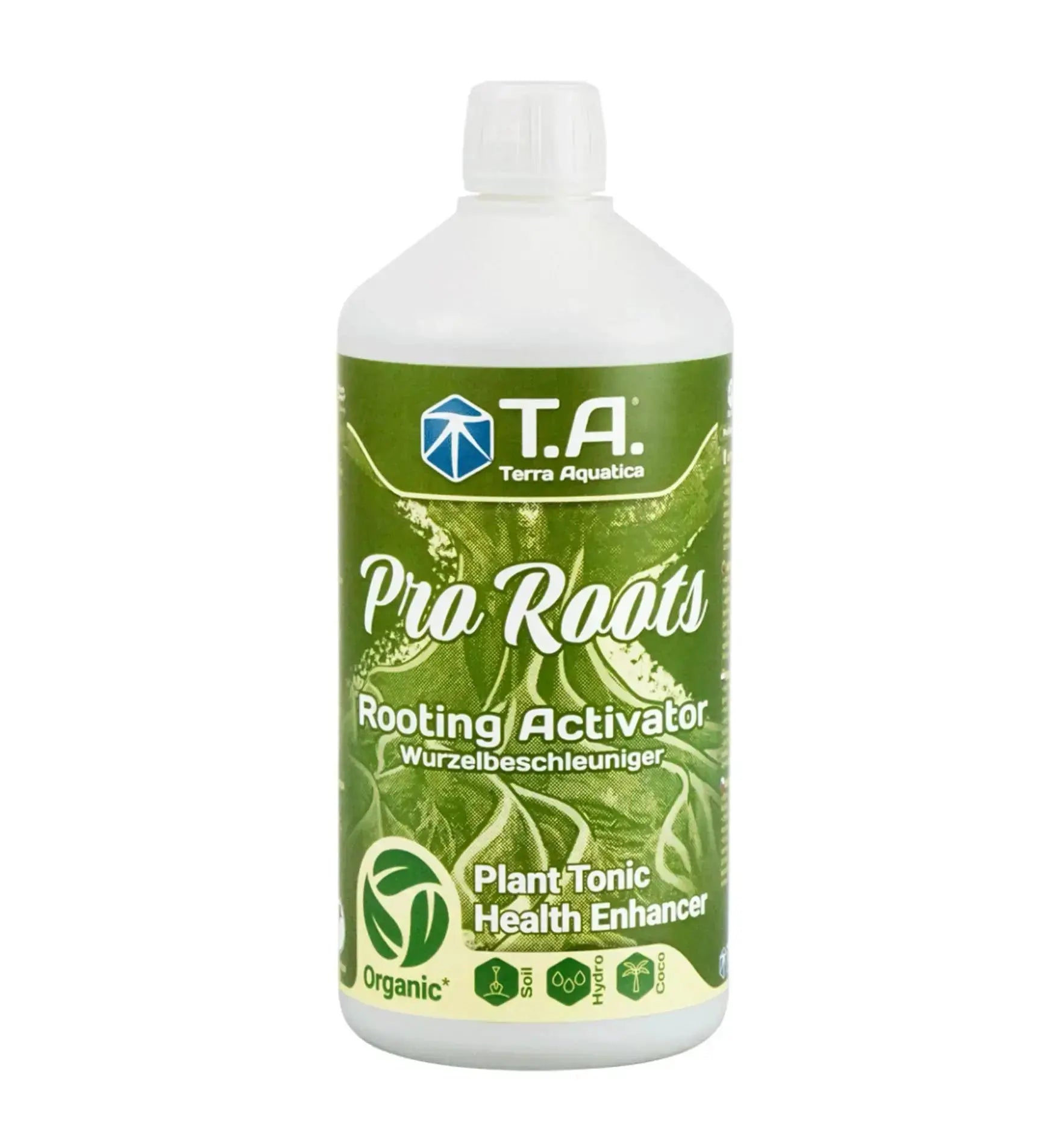 Terra Aquatica Pro Roots Dünger in 30 ml Flasche, ideal für Pflanzenwurzeln, zeigt die Verpackung und Produktdetails.